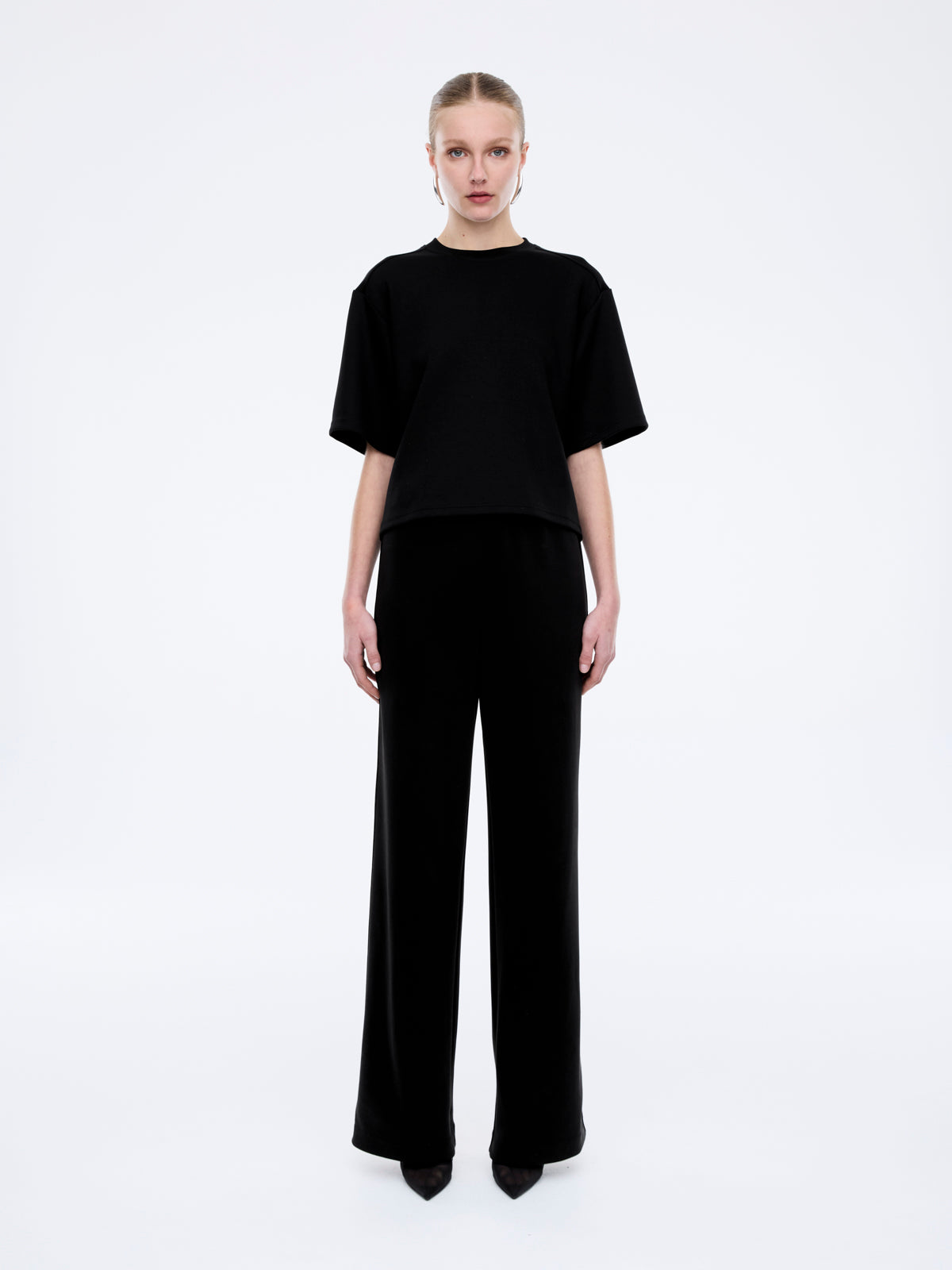 ALESSA RELAXED SOFT JERSEY TEE - Black