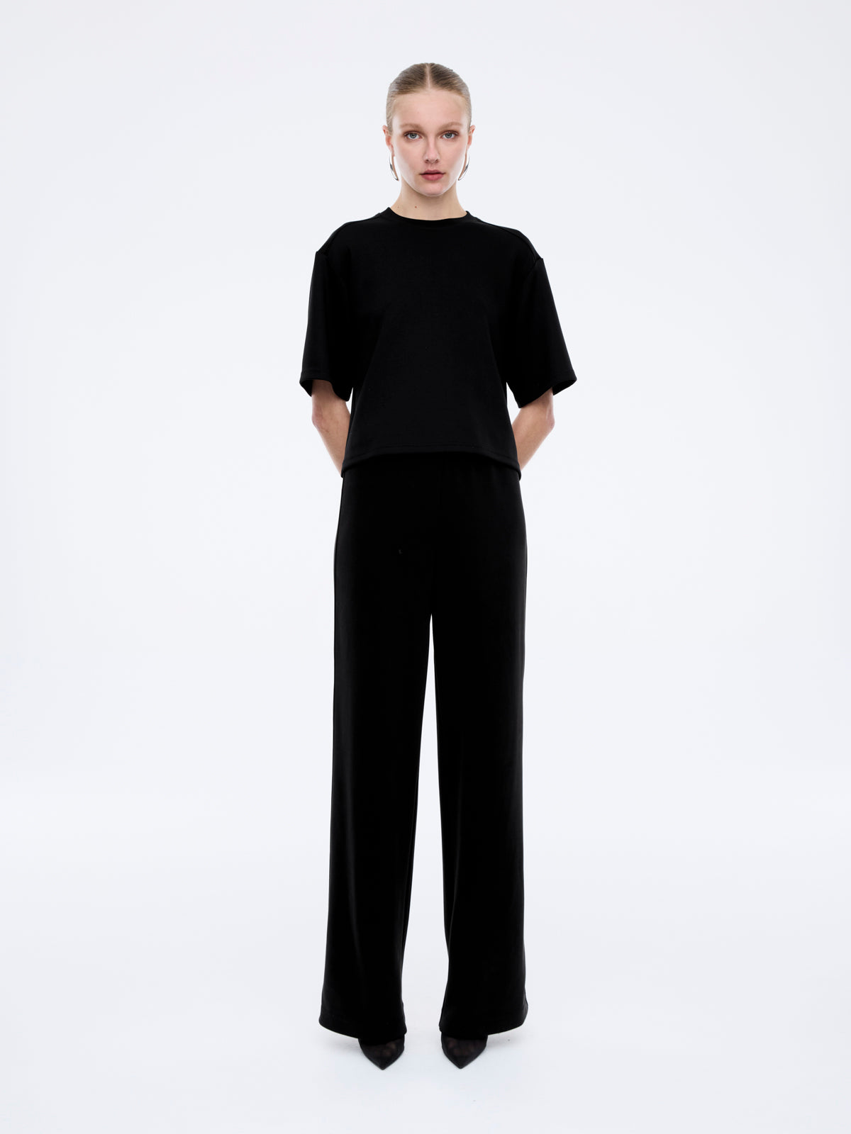 ALESSA RELAXED SOFT JERSEY TEE - Black