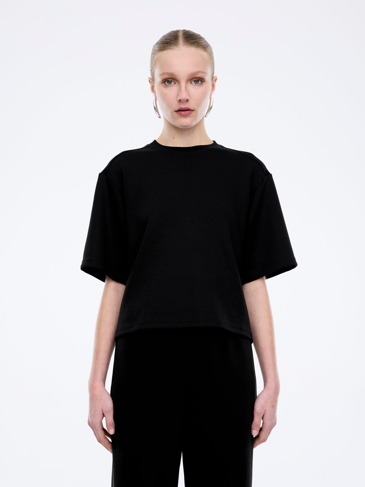 ALESSA RELAXED SOFT JERSEY TEE - Black