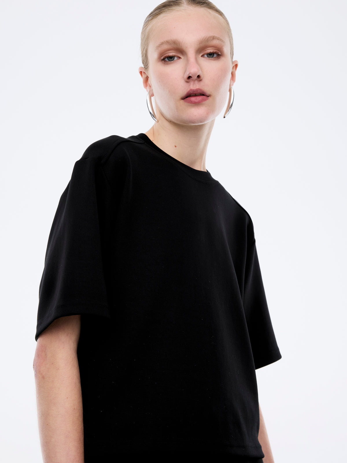 ALESSA RELAXED SOFT JERSEY TEE - Black