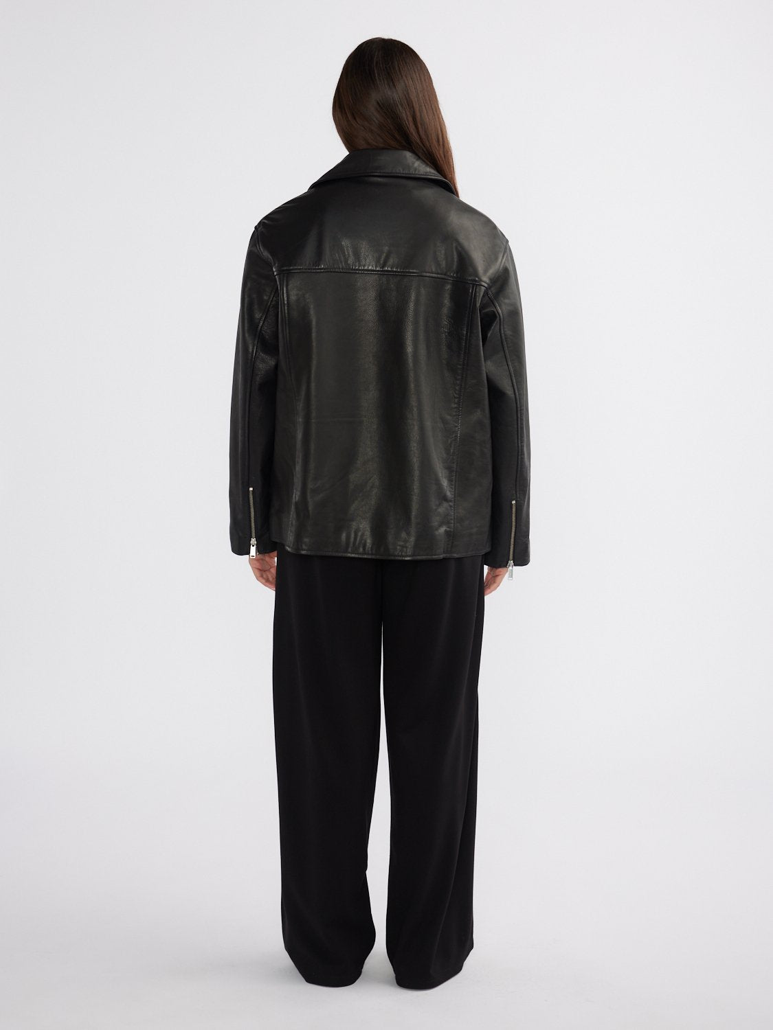 CORE LEATHER BIKER JACKET - Black