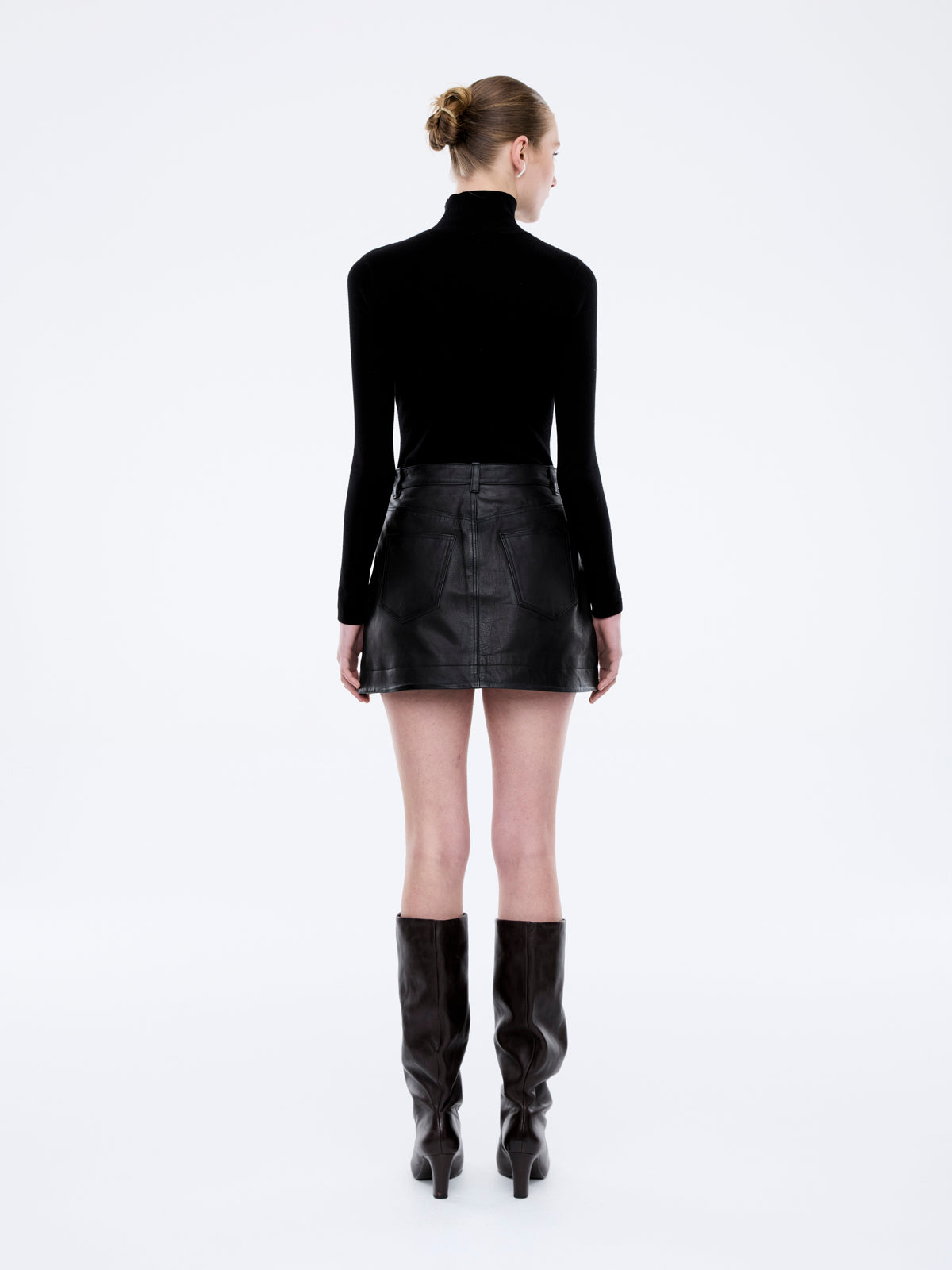 CORE LEATHER MINI SKIRT - Black