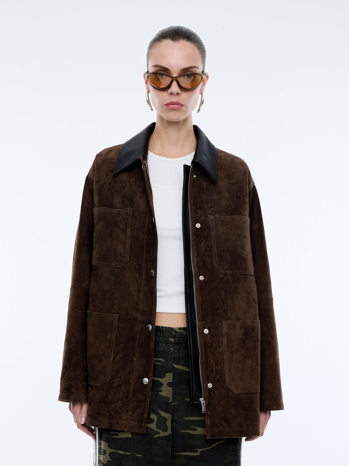 ENA SUEDE BARN JACKET - Chocolate