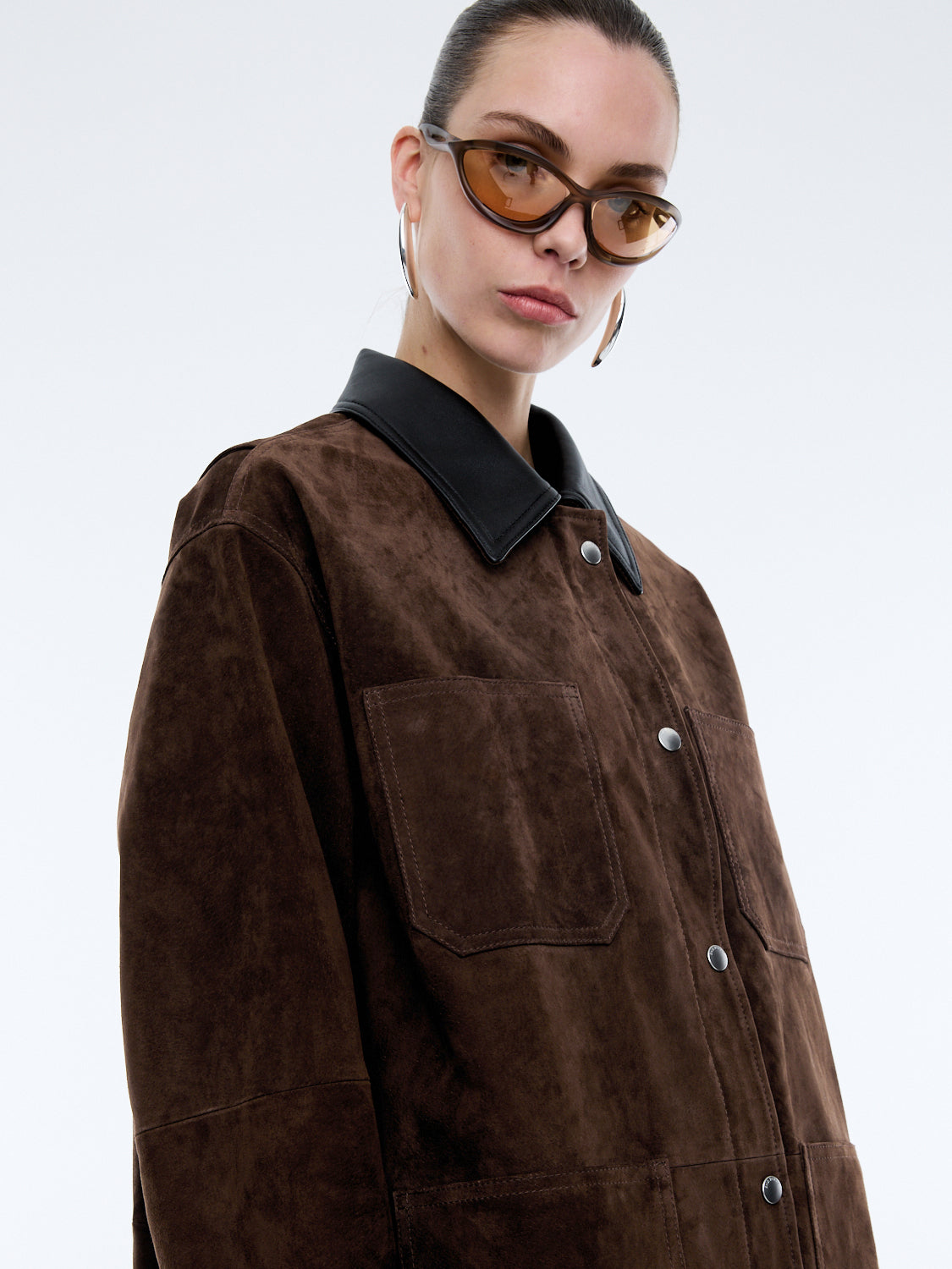 ENA SUEDE BARN JACKET - Chocolate