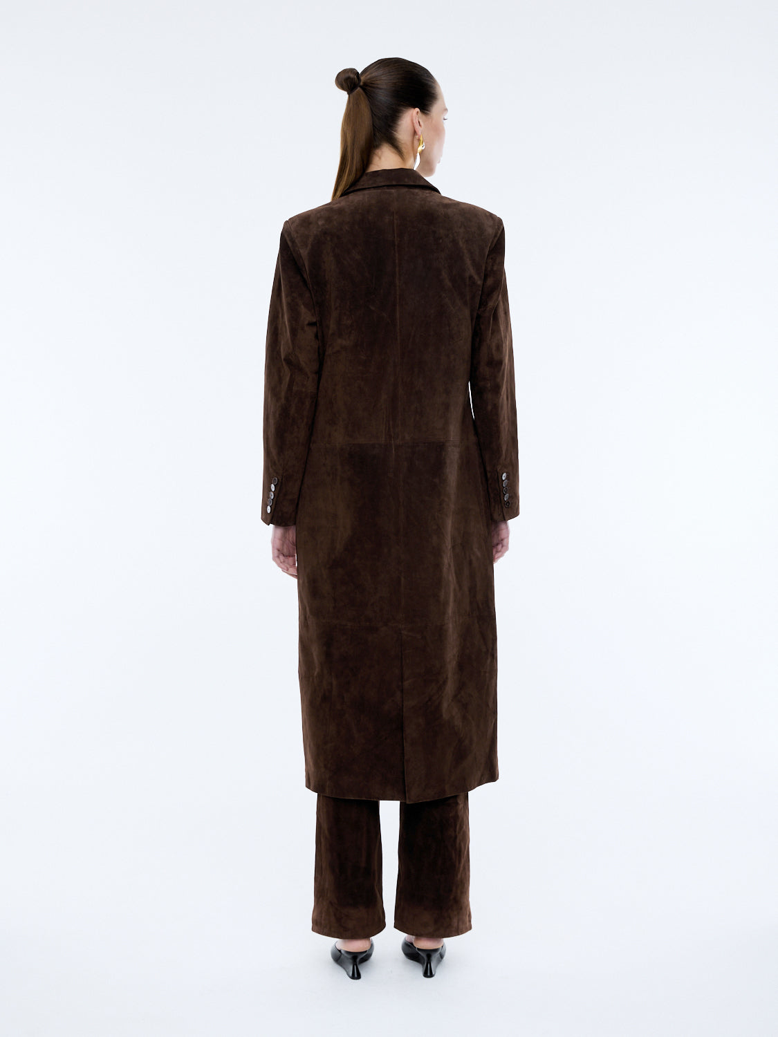 ENA SUEDE LONGLINE BLAZER - Chocolate