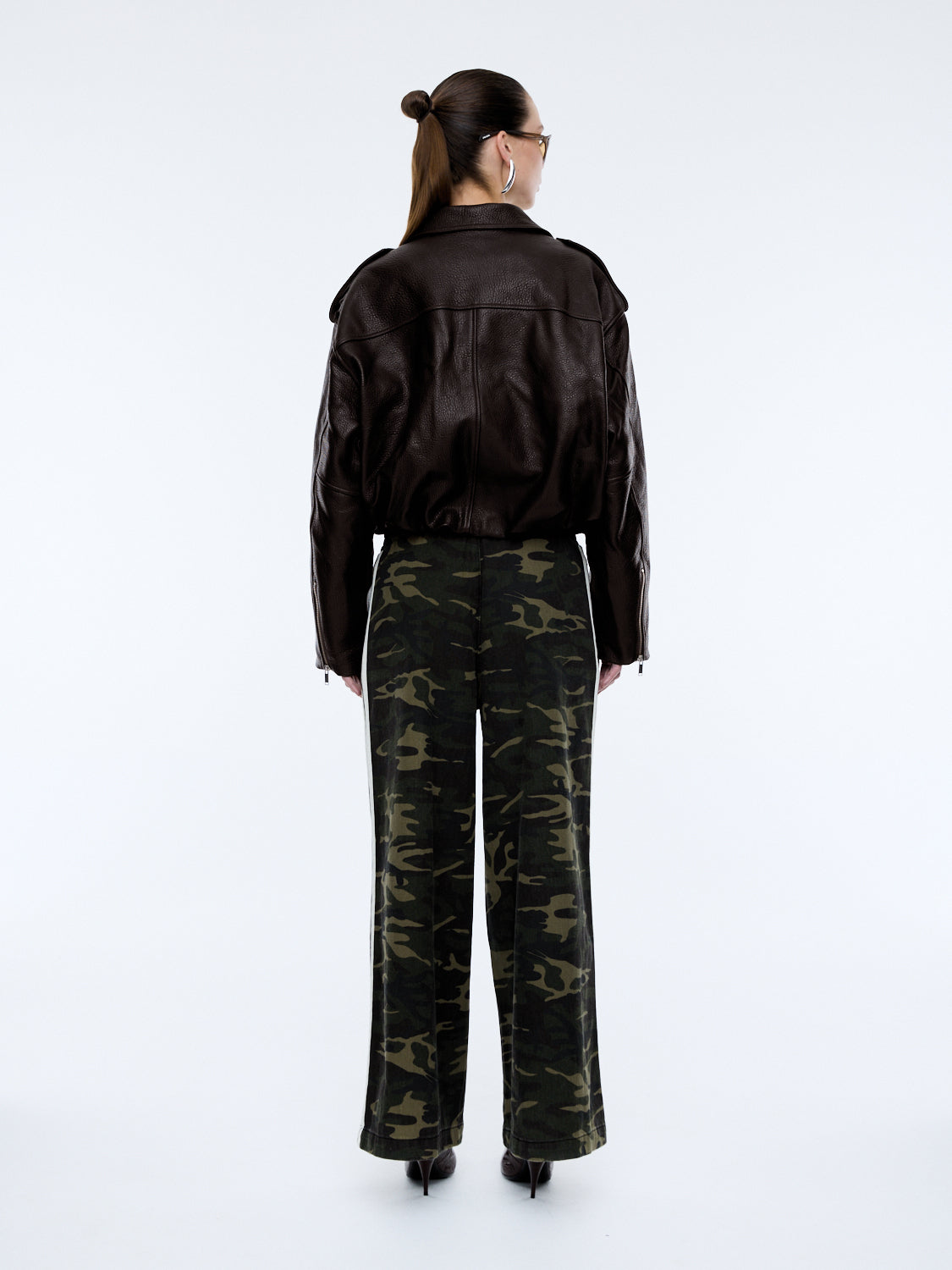 ENA LEATHER BOMBER BIKER JACKET