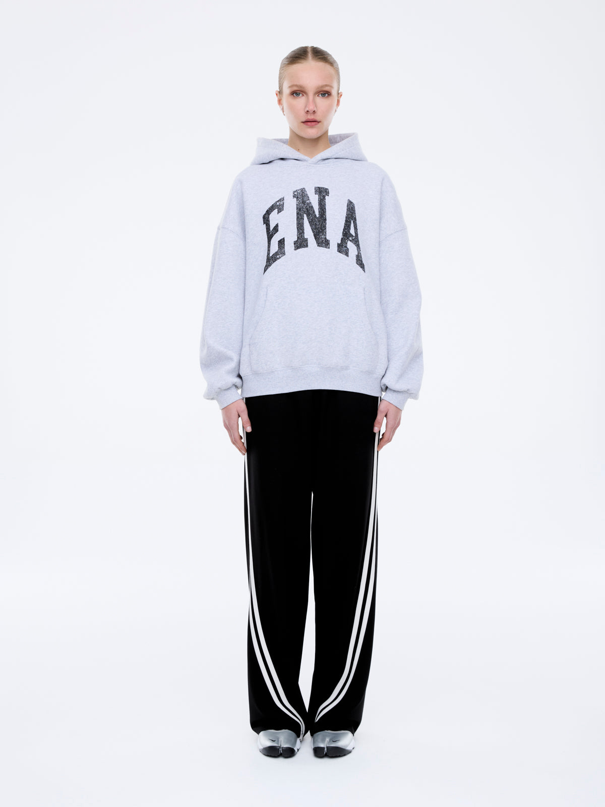 COLLEGIATE OVERSIZED HOODIE - Mid Grey Marle