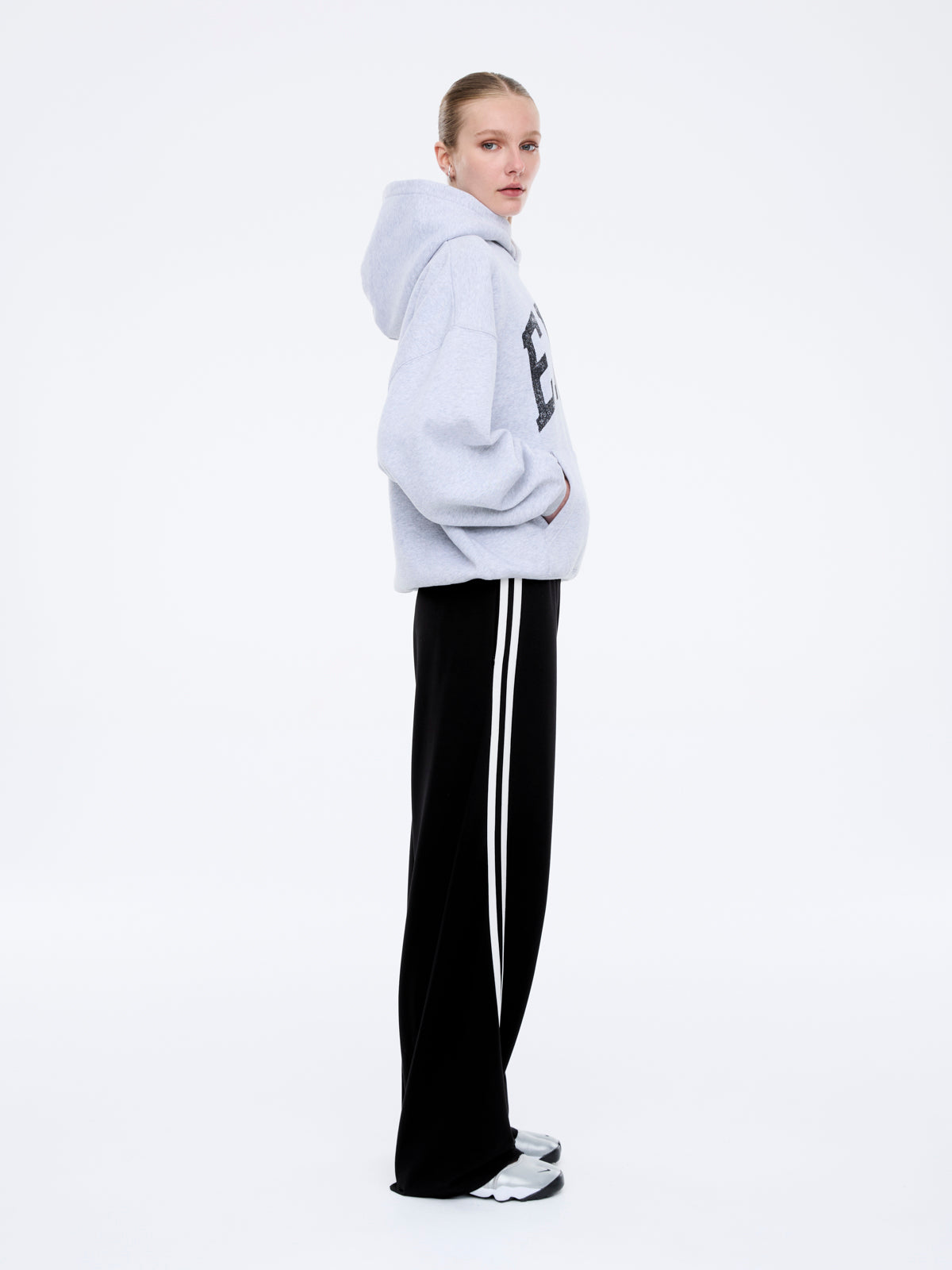COLLEGIATE OVERSIZED HOODIE - Mid Grey Marle