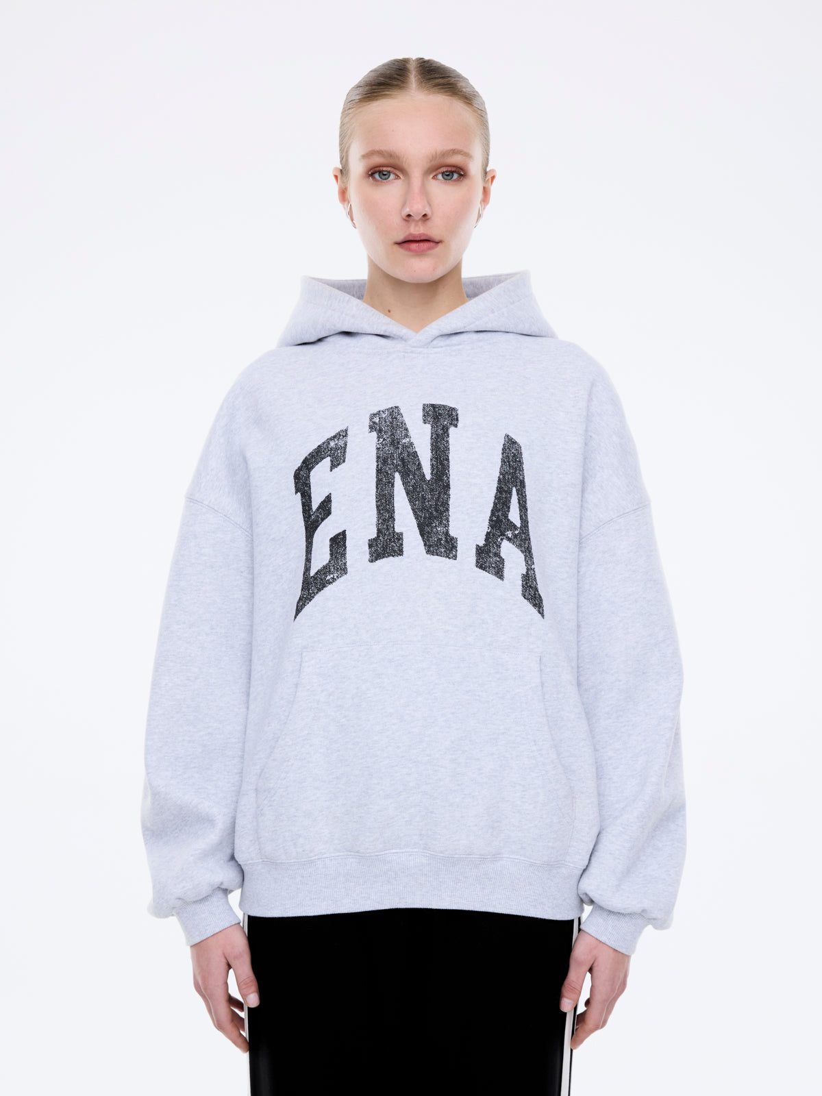 COLLEGIATE OVERSIZED HOODIE - Mid Grey Marle