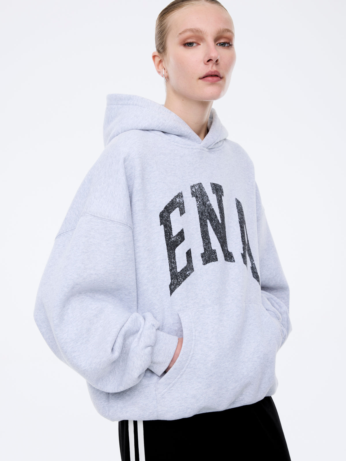 COLLEGIATE OVERSIZED HOODIE - Mid Grey Marle
