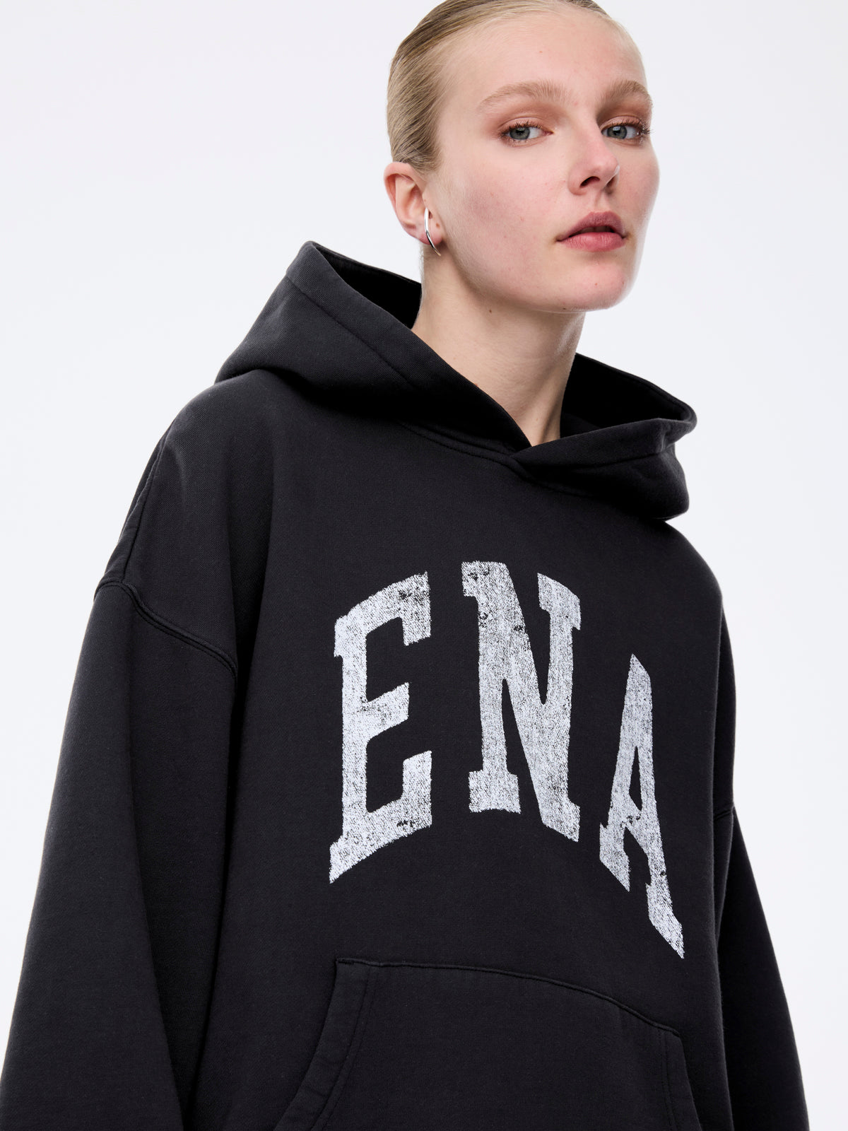 COLLEGIATE OVERSIZED HOODIE - Vintage Black