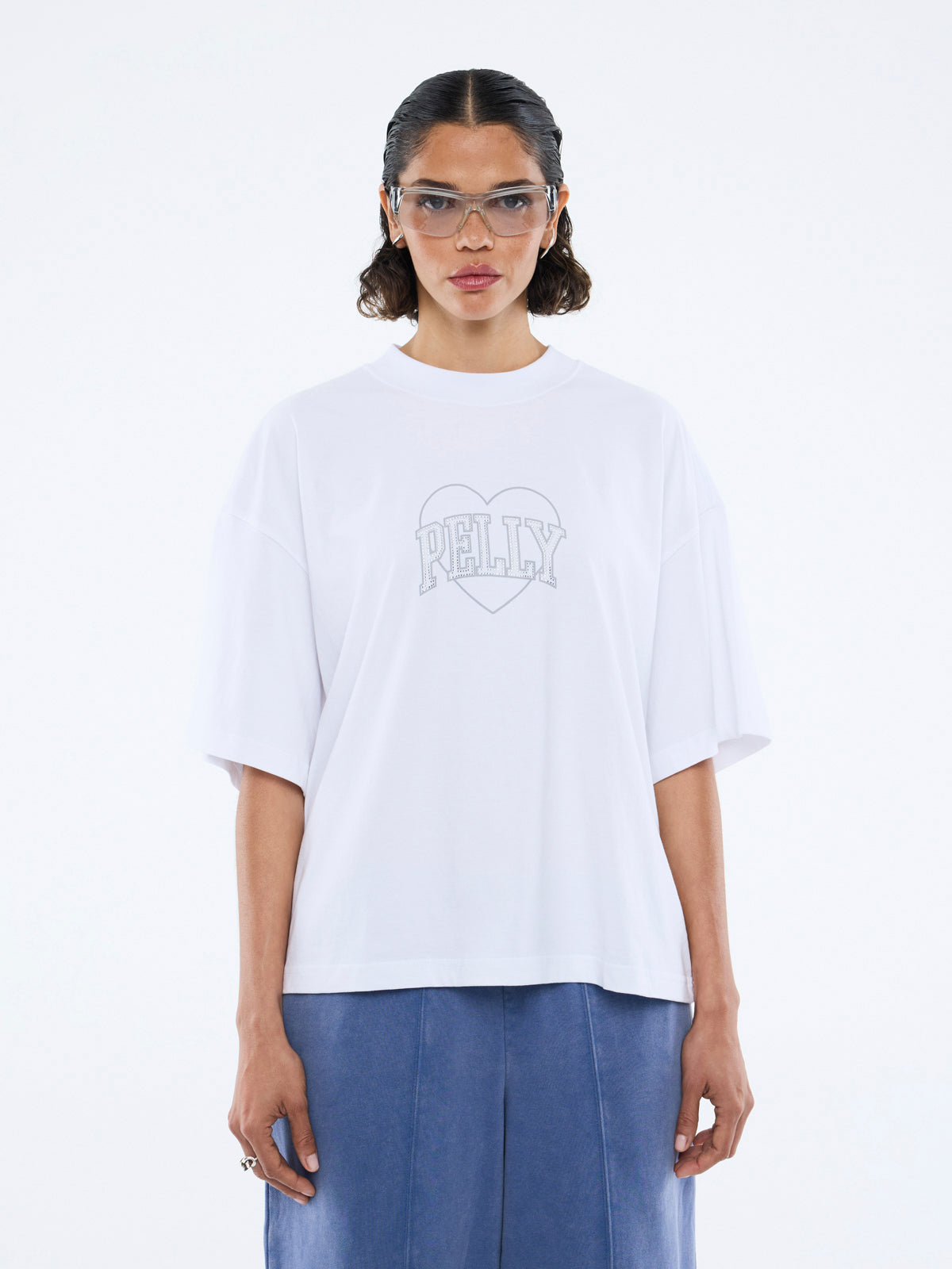 RHINESTONE LOGO TEE - White