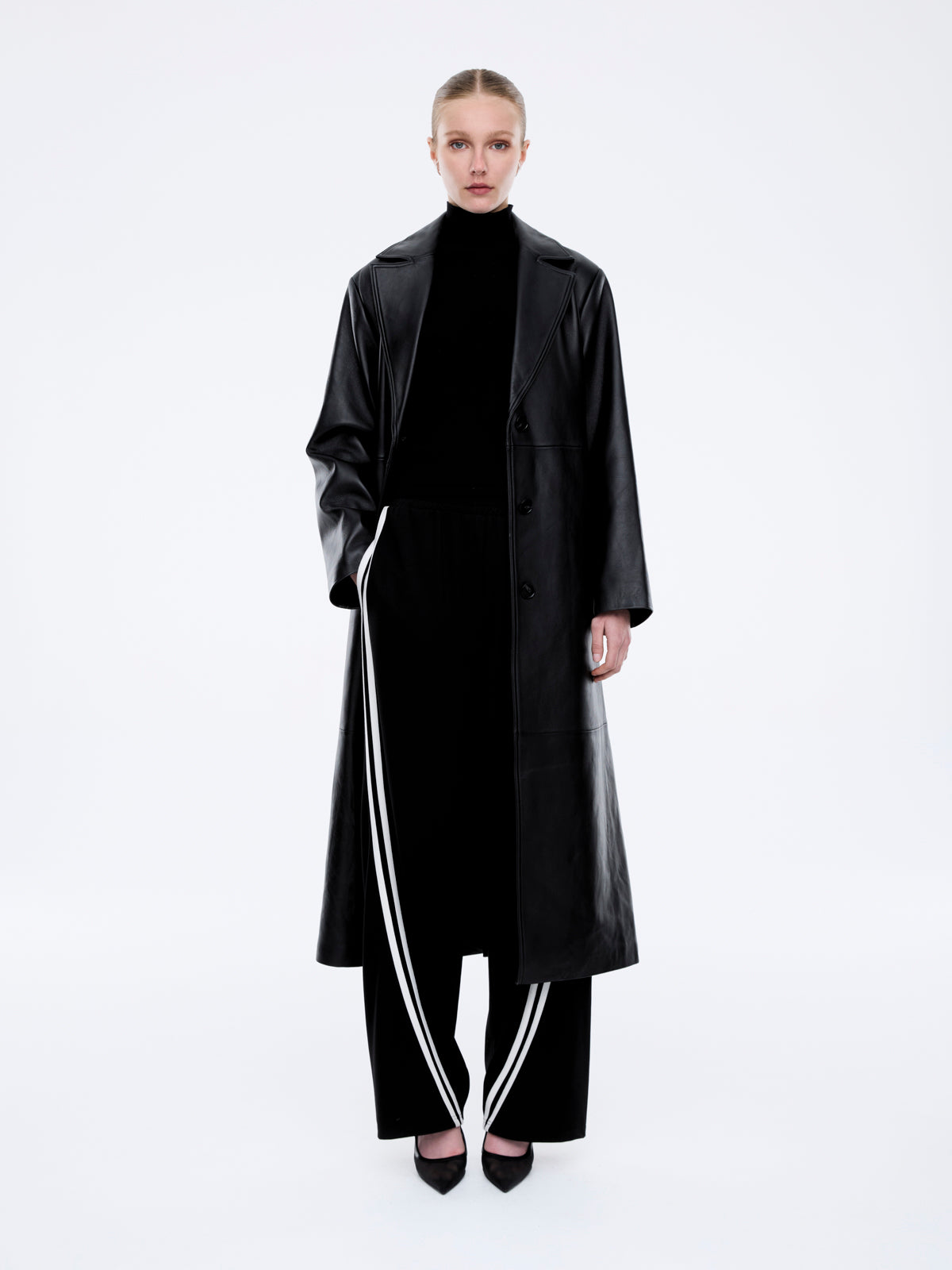 MILEY LEATHER TRENCH - Black