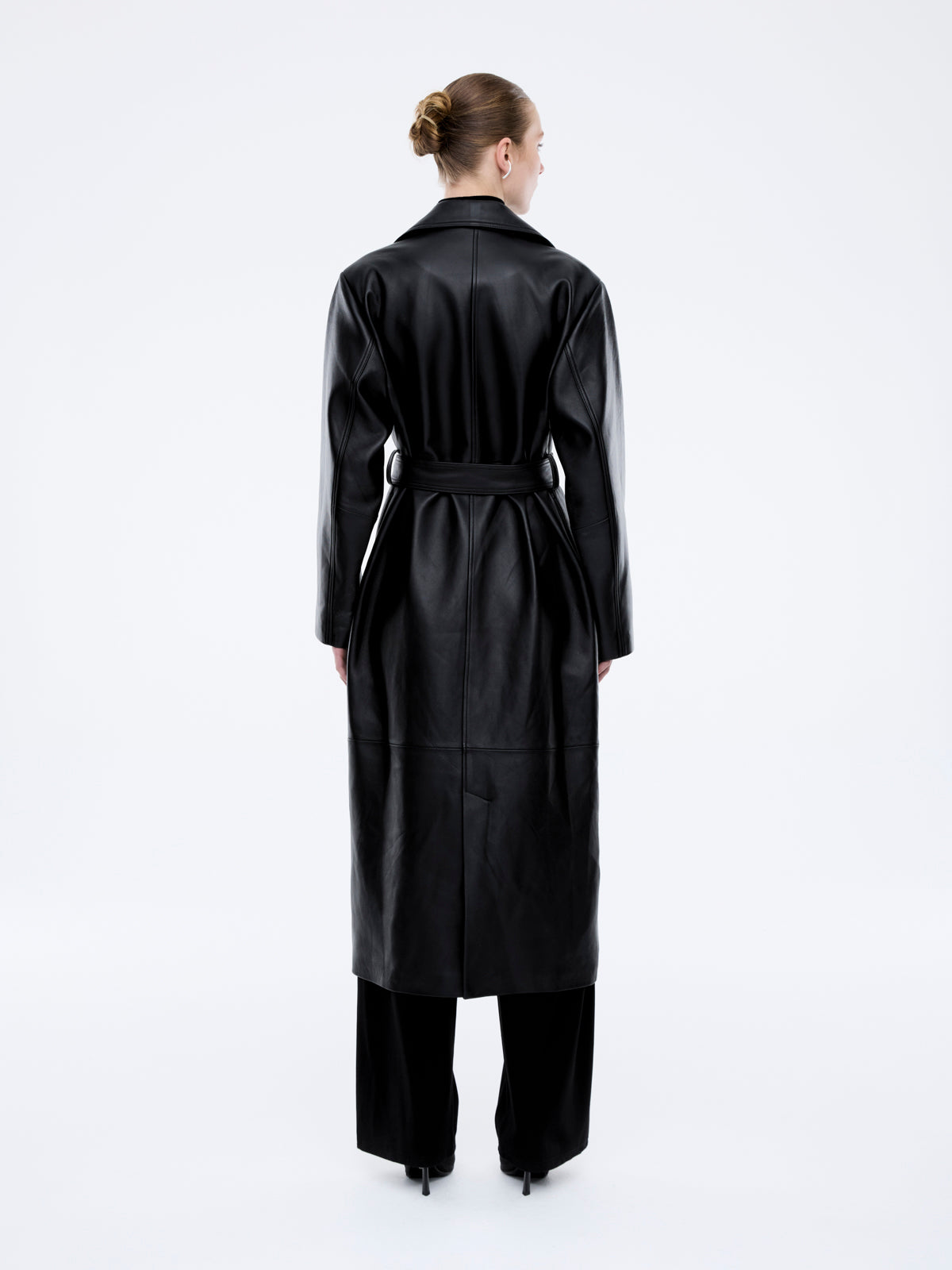 MILEY LEATHER TRENCH - Black