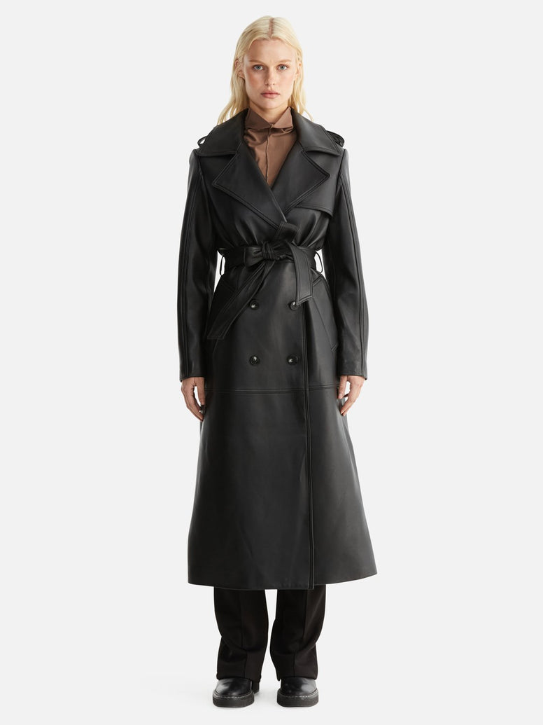 Claudia Leather Trench - Black