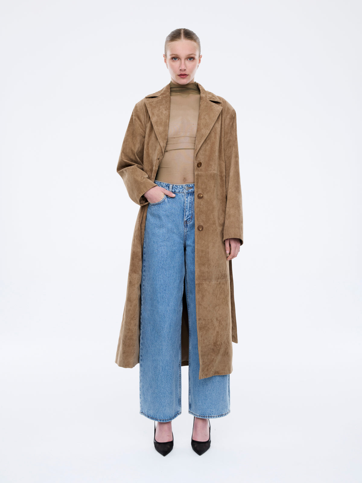 MILEY SUEDE TRENCH - Toffee