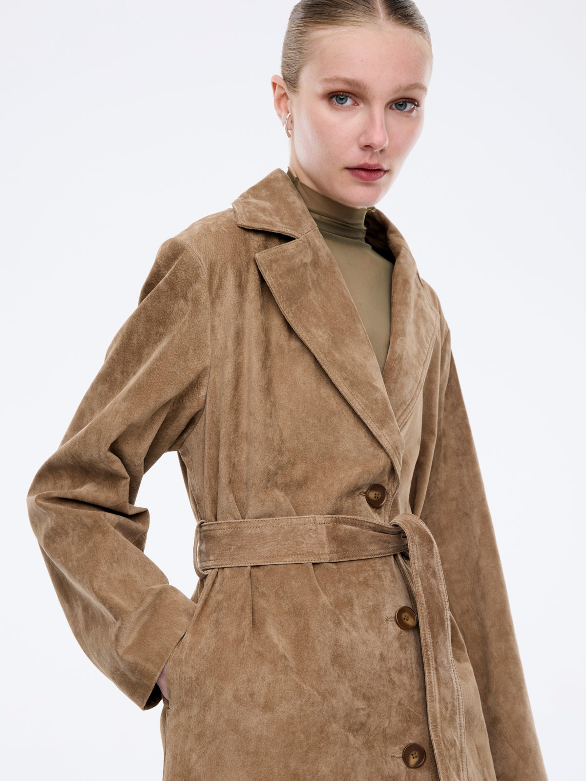MILEY SUEDE TRENCH - Toffee