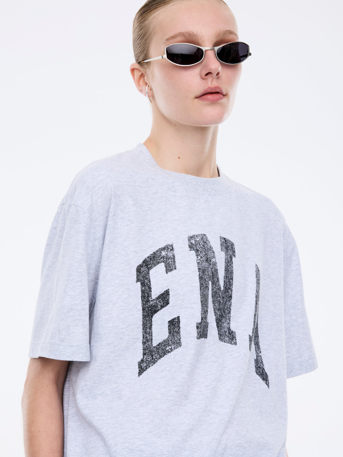 Jessie Oversized Tee Collegiate - Mid Grey Marle