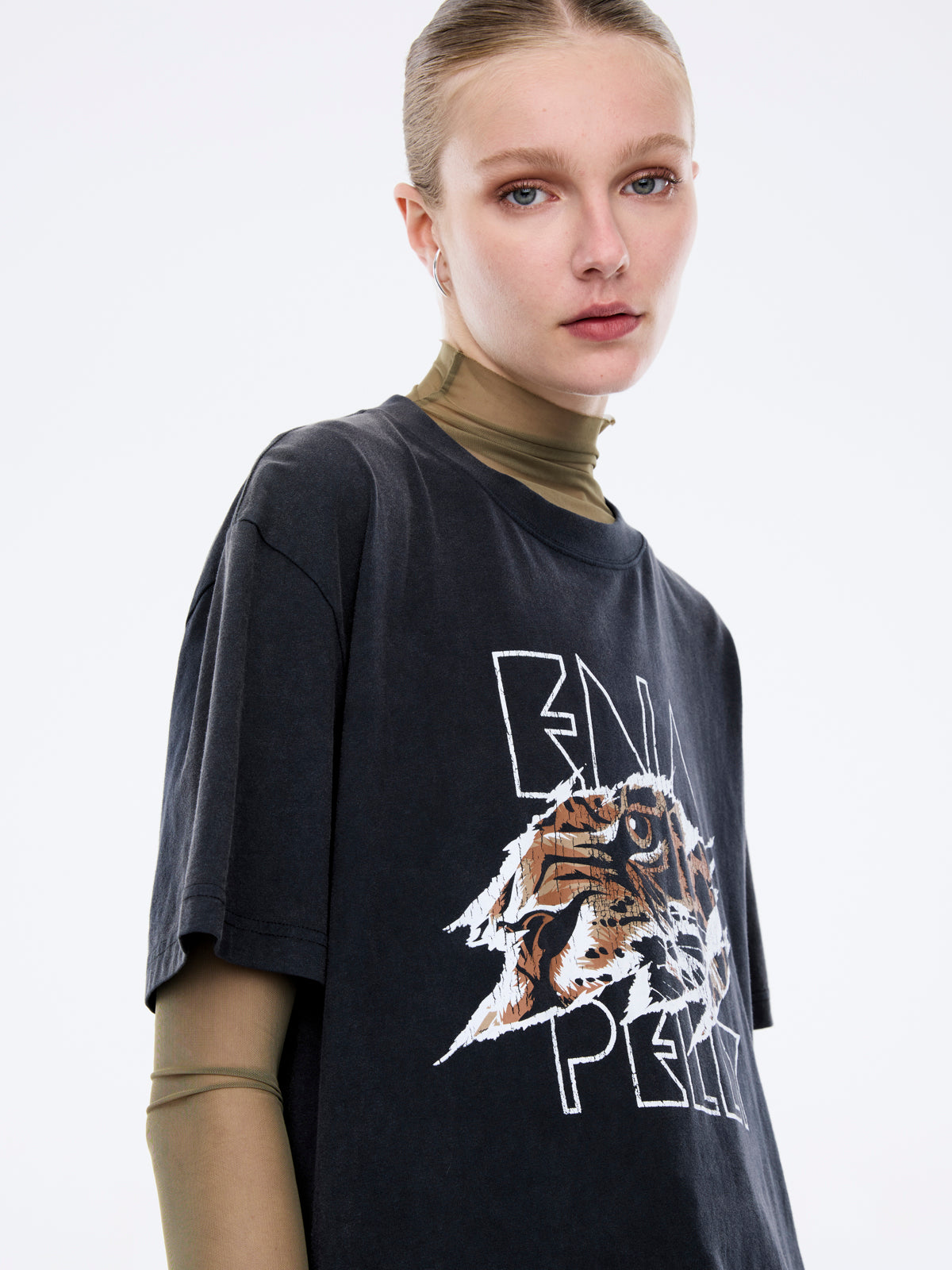 Jessie Oversized Tee Tigers Eye - Vintage Black