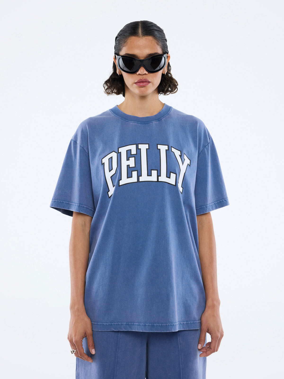 JESSIE OVERSIZED TEE VARSITY - Indigo Wash