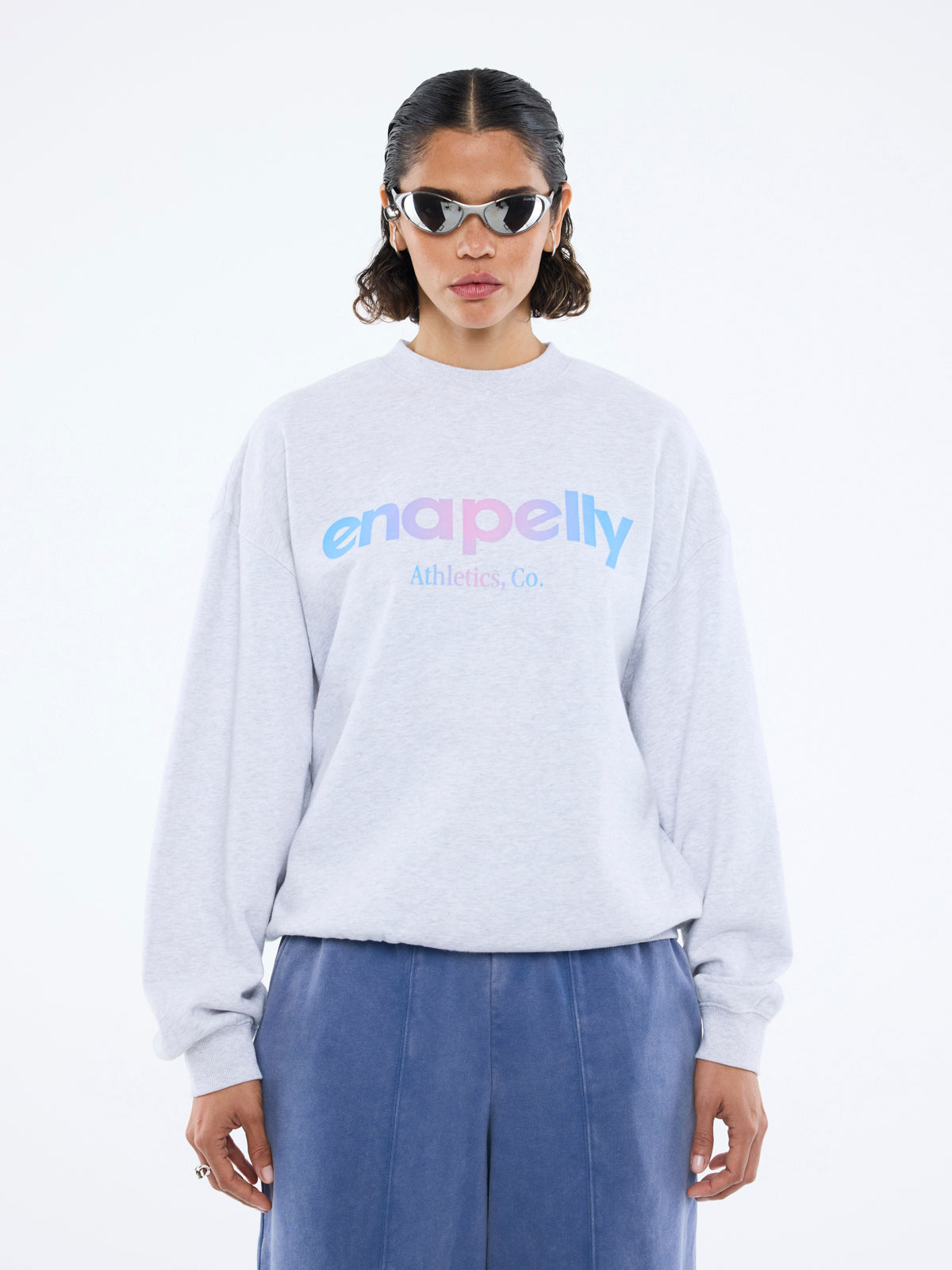 FLOCKED LOGO SWEATSHIRT - White Marle