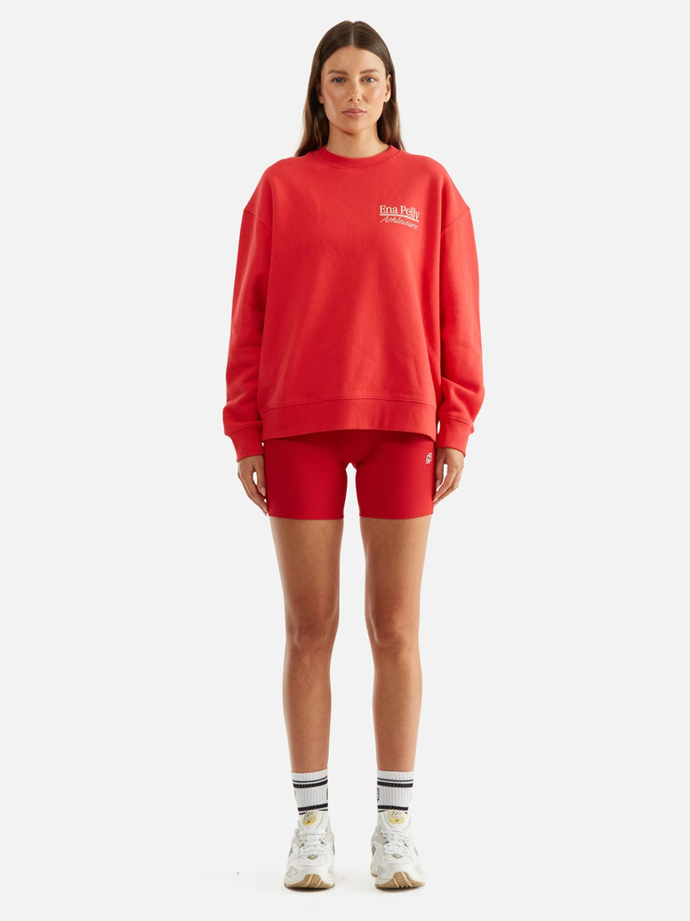 Athleisure Oversized Sweater Classic Sport - Cherry Red