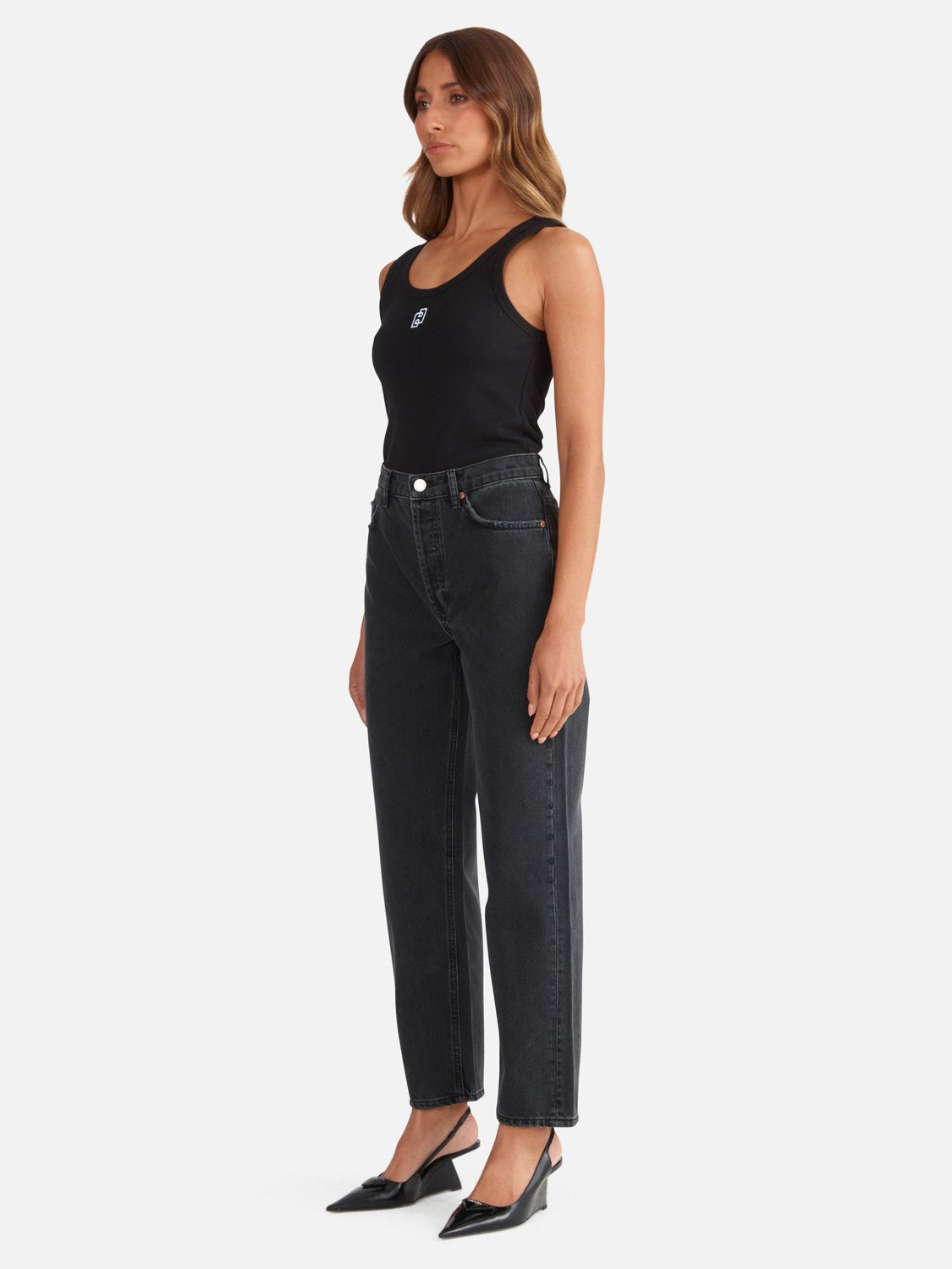 Goldie Straight Jean - Washed Black Rigid