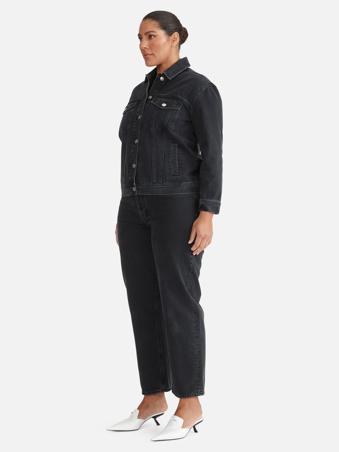 Amy Oversized Jacket - Washed Black Rigid