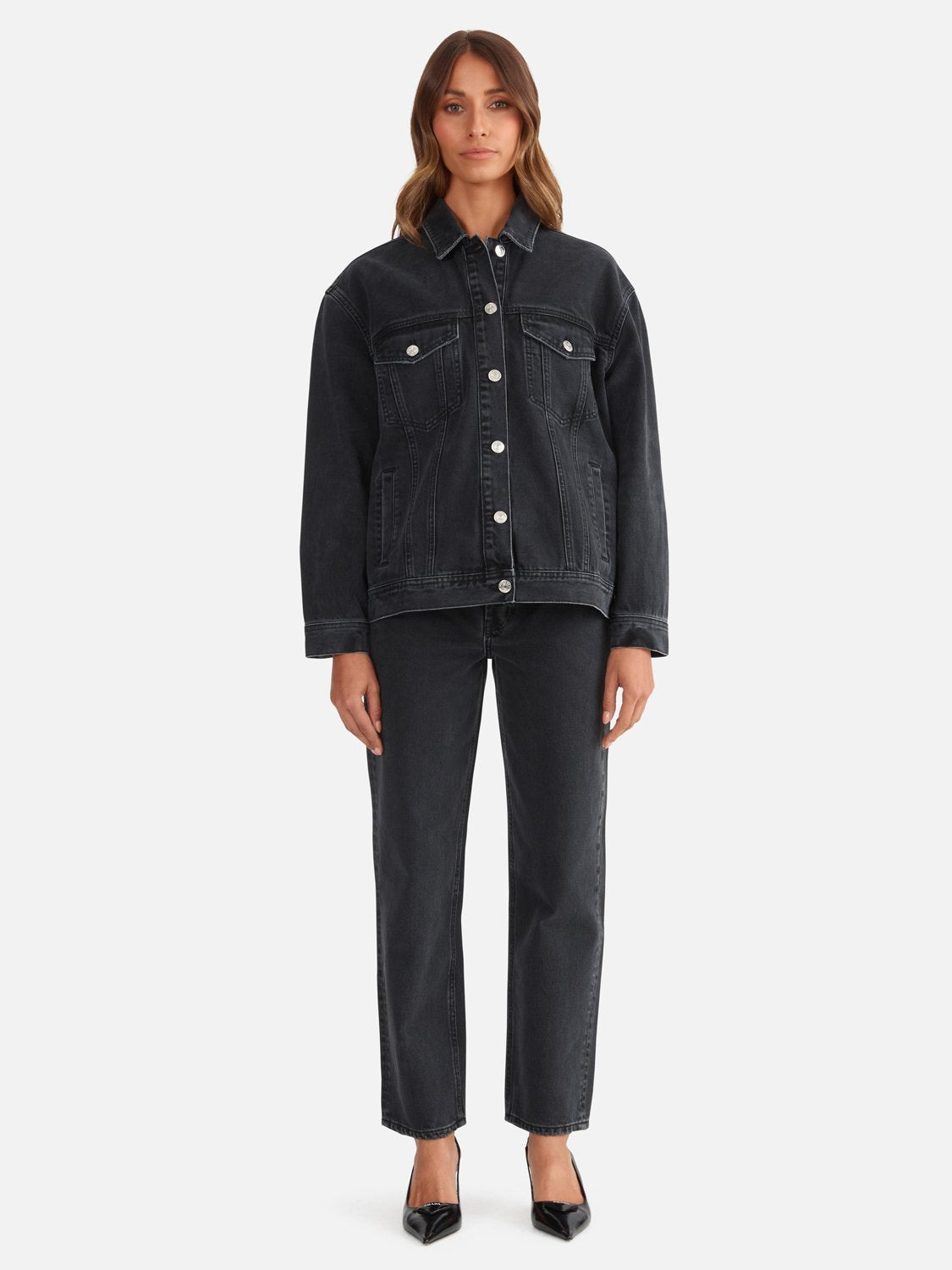 Amy Oversized Jacket - Washed Black Rigid