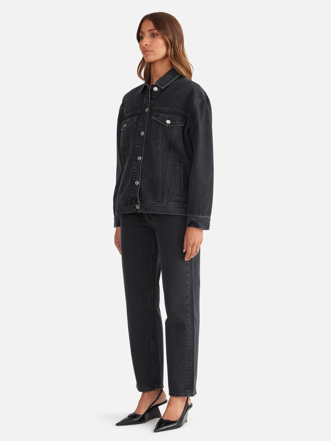 Amy Oversized Jacket - Washed Black Rigid