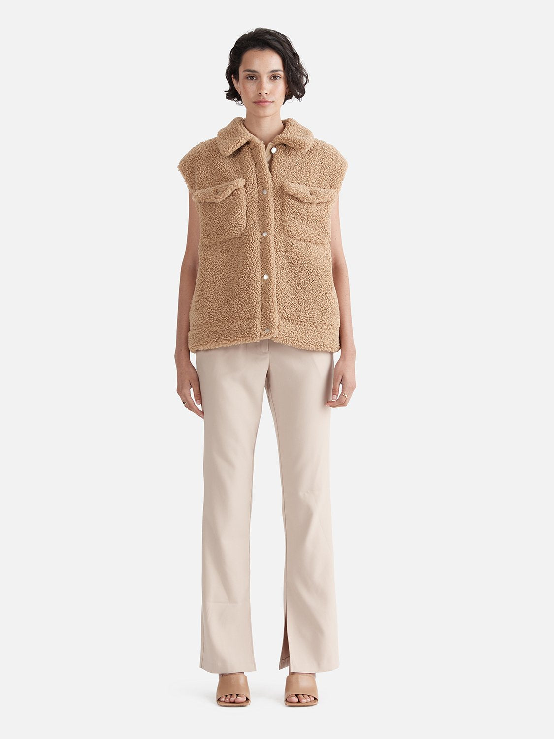 Coco Faux Fur Vest - Camel