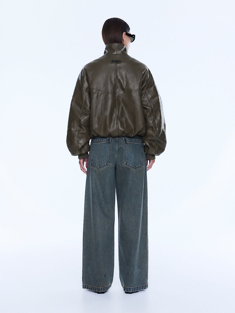 KHYA FAUX LEATHER BOMBER