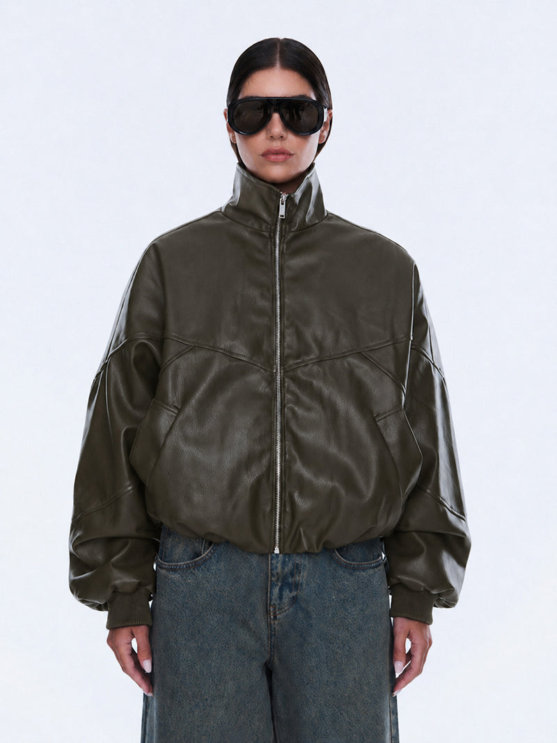 KHYA FAUX LEATHER BOMBER