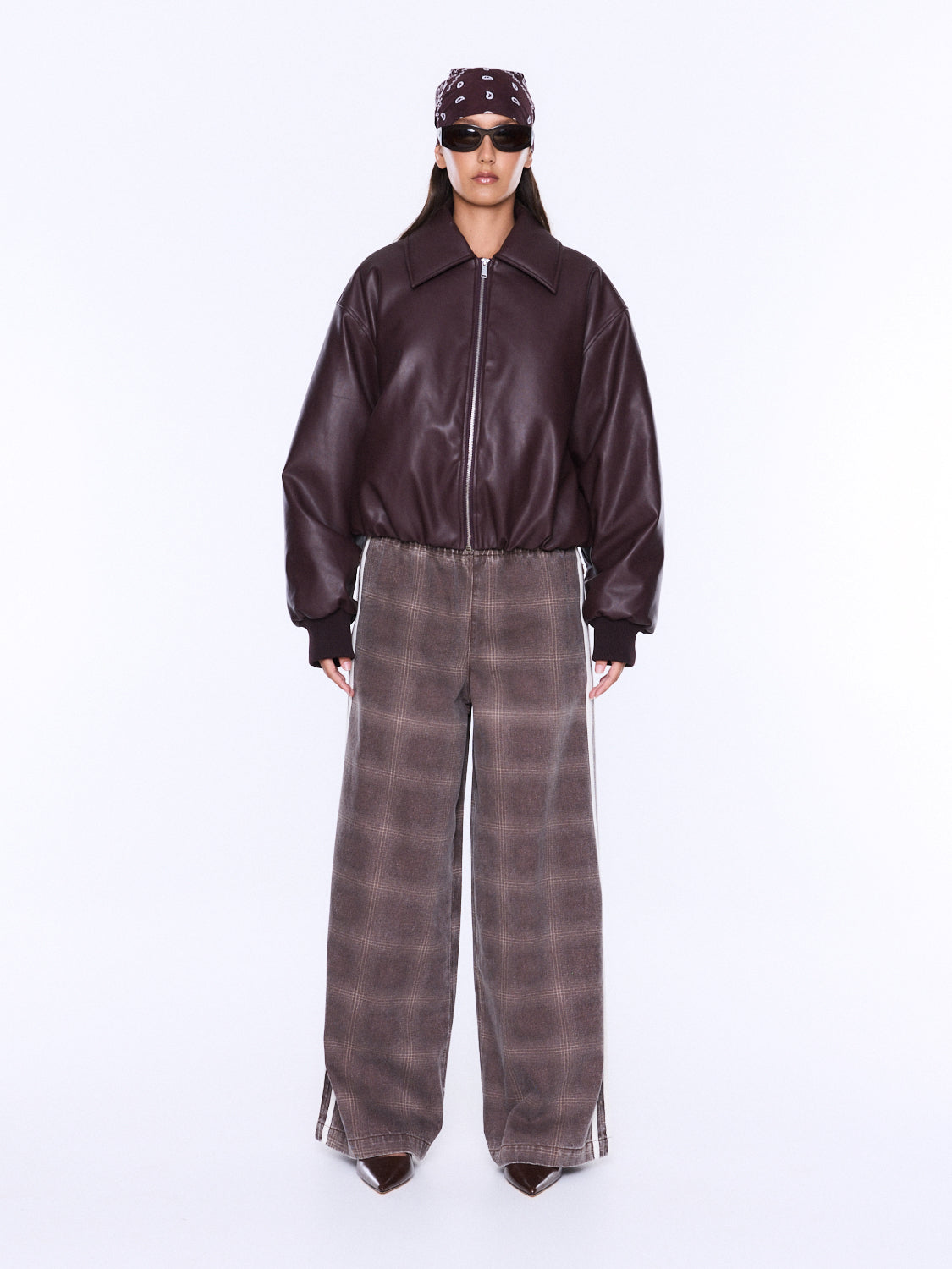 MONROE FAUX LEATHER BOMBER JACKET