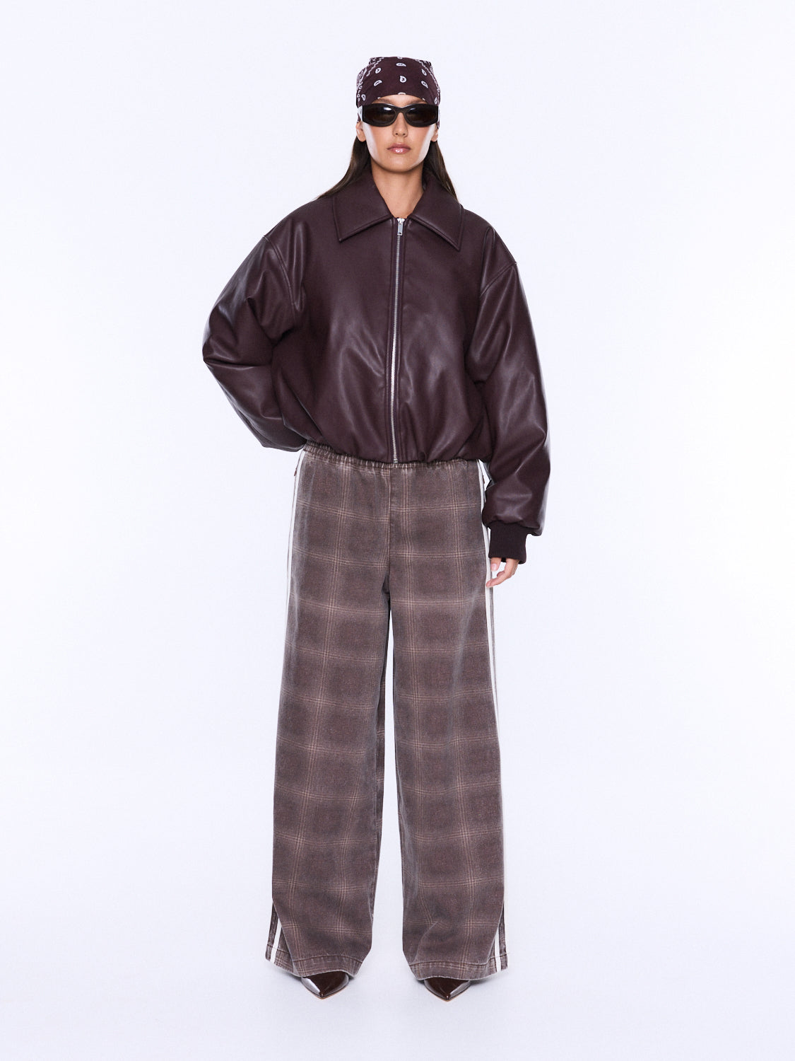 MONROE FAUX LEATHER BOMBER JACKET