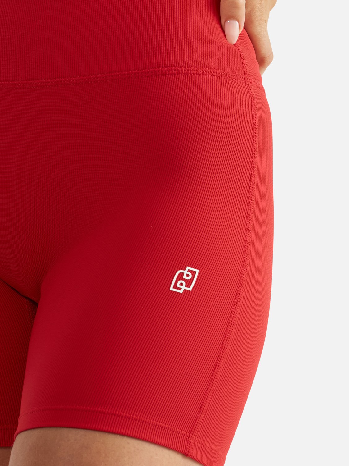 Athleisure Rib Bike Short - Cherry Red