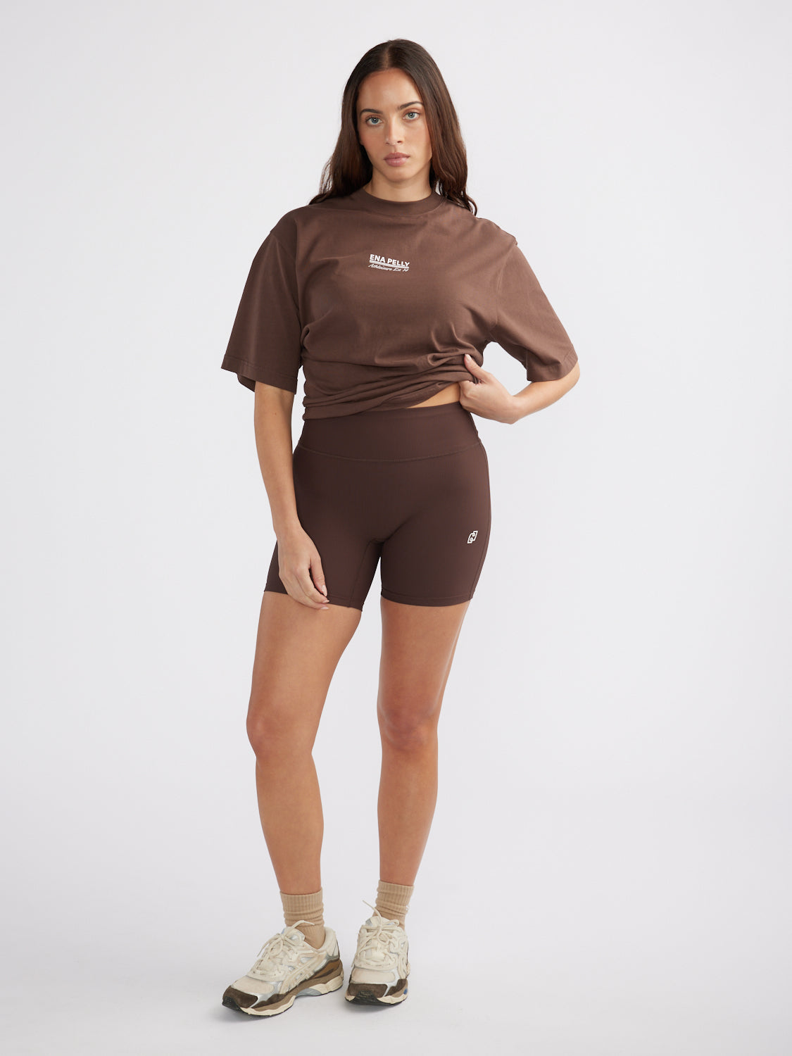 ATHLEISURE RIB BIKE SHORT - Mocha