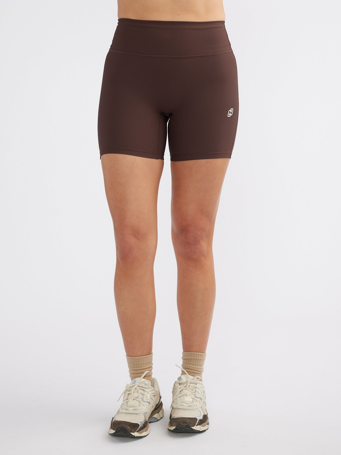 ATHLEISURE RIB BIKE SHORT - Mocha