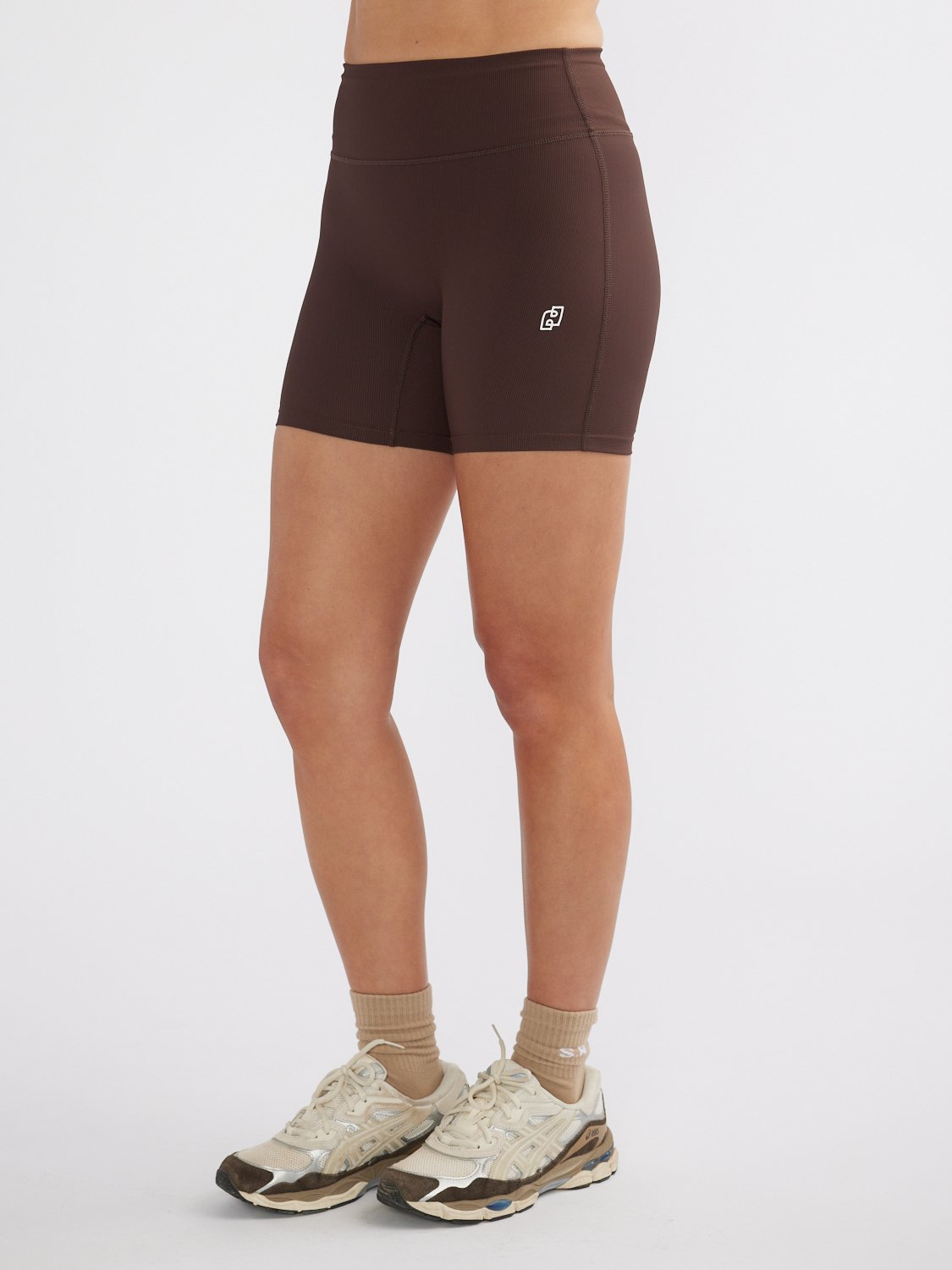 ATHLEISURE RIB BIKE SHORT - Mocha