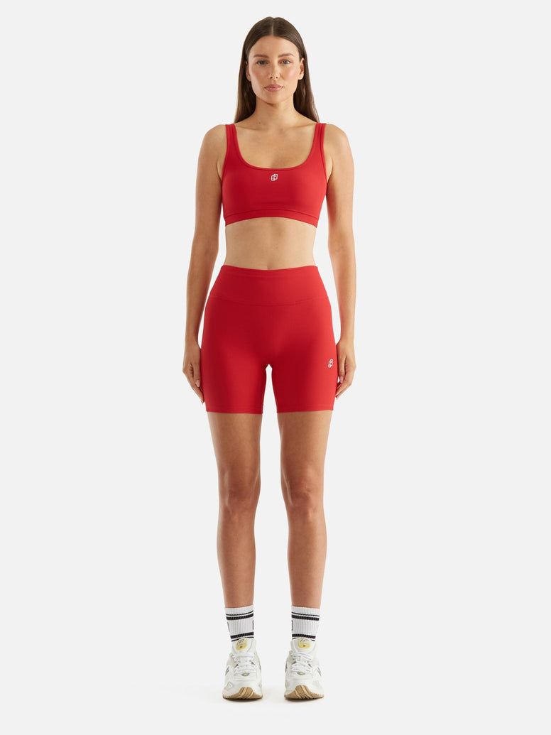 Athleisure Rib Bike Short - Cherry Red