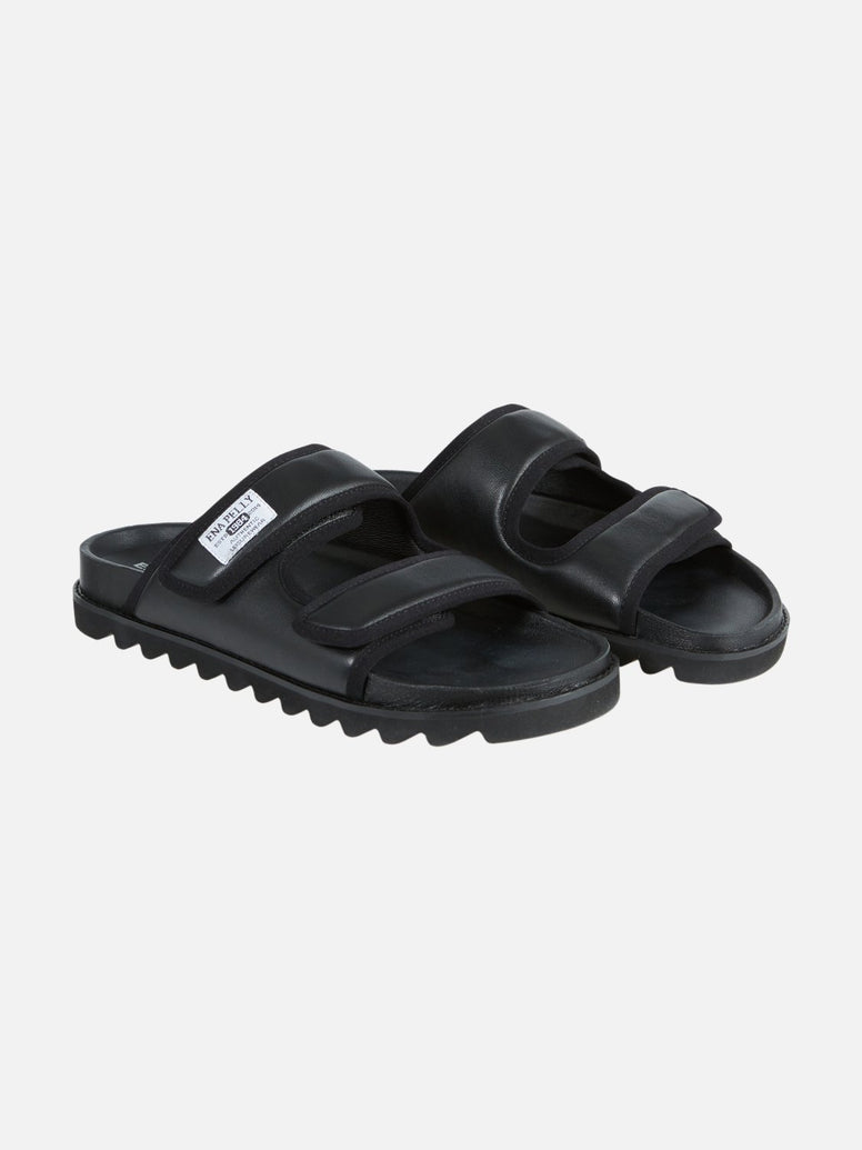 Athleisure Leather Slide - Black