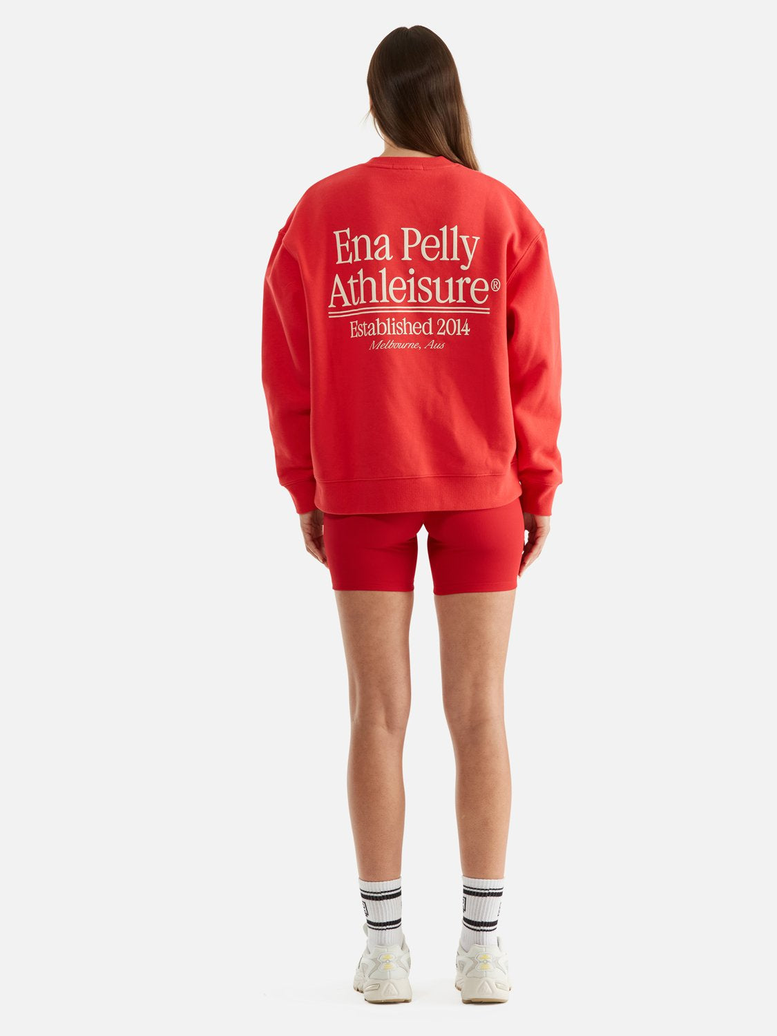 Athleisure Oversized Sweater Classic Sport - Cherry Red