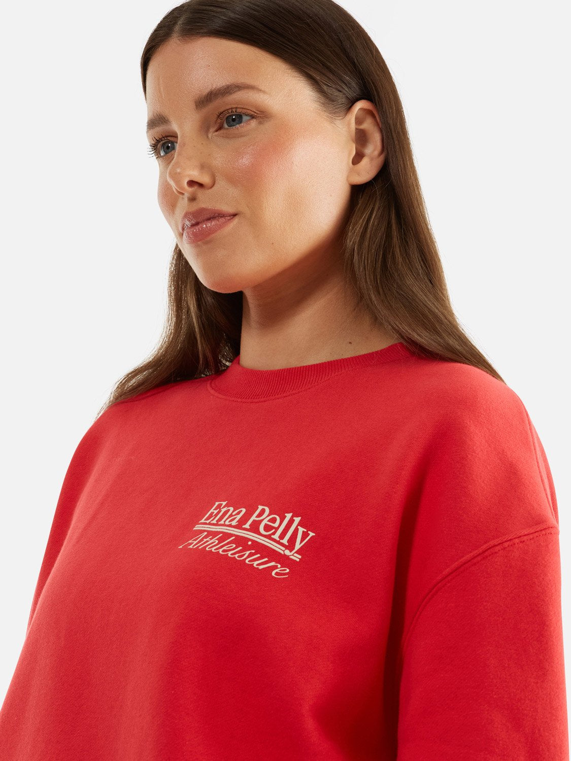 Athleisure Oversized Sweater Classic Sport - Cherry Red