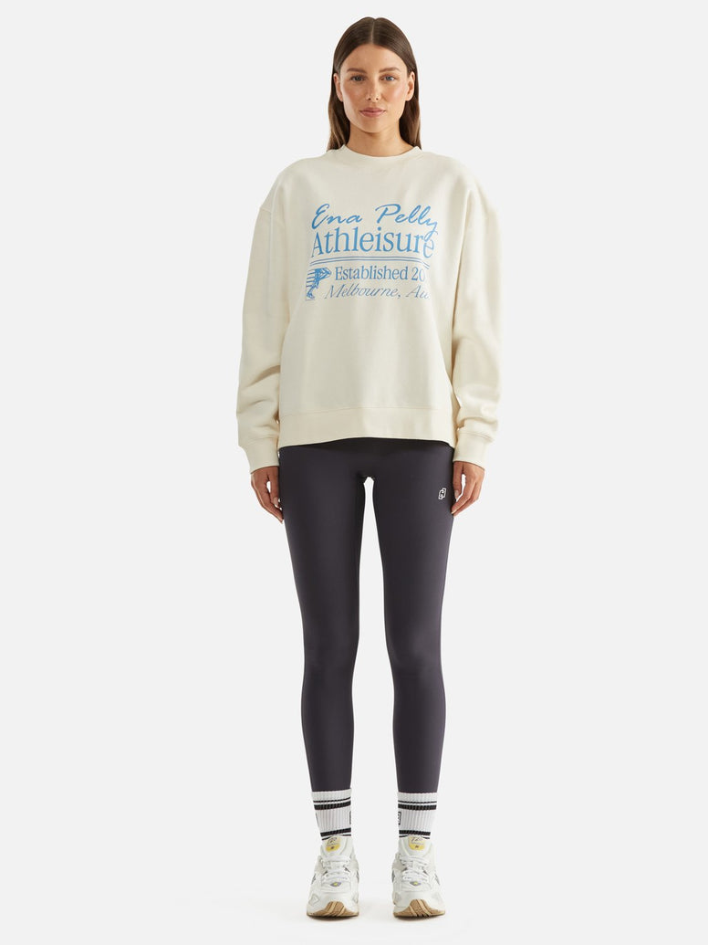 Athleisure Oversized Sweater Run Club - Cream