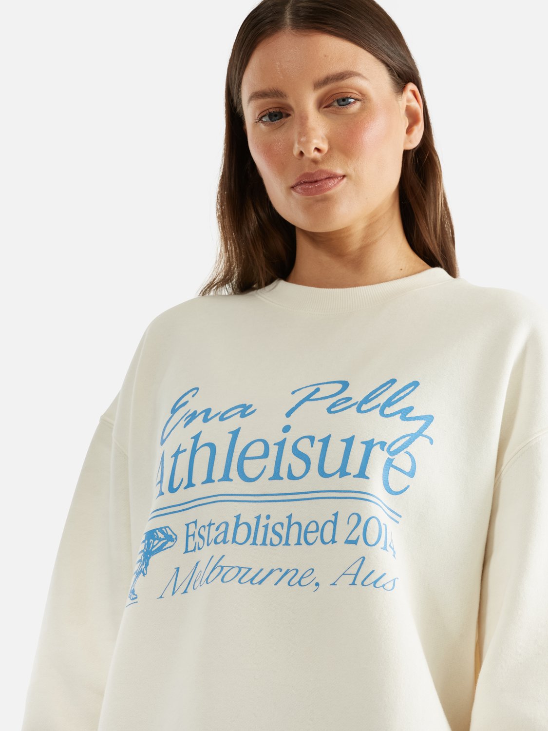 Athleisure Oversized Sweater Run Club - Cream