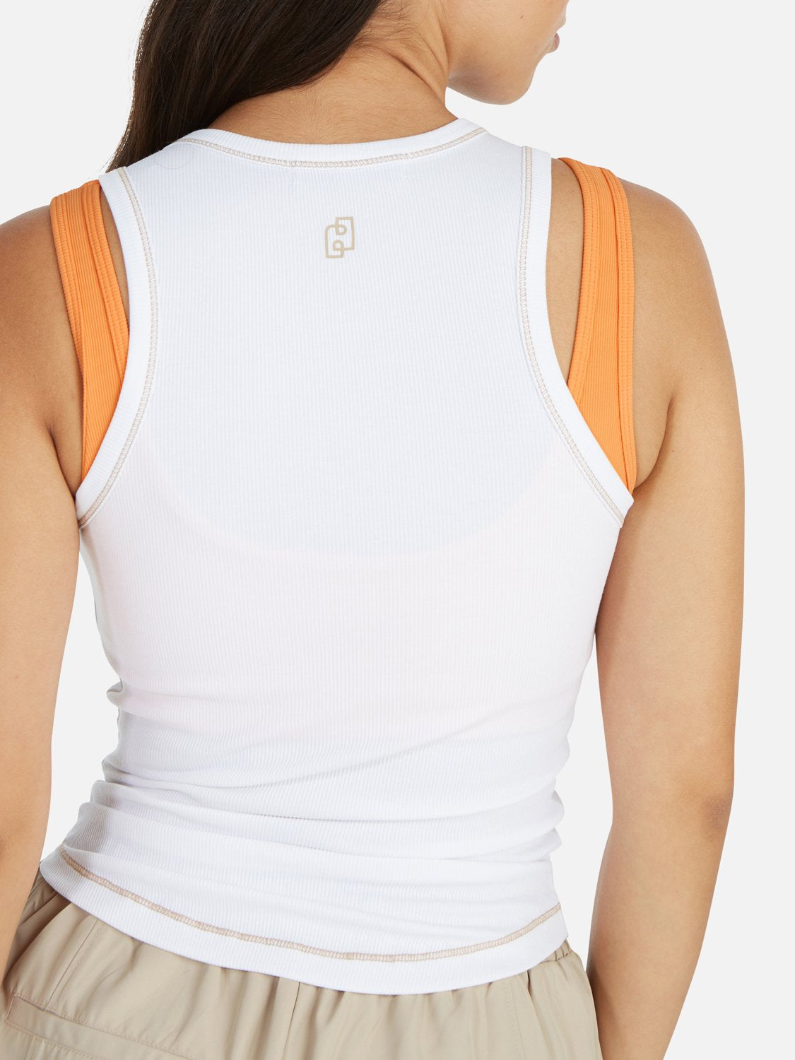 Athleisure Rib Tank - White/ Sand