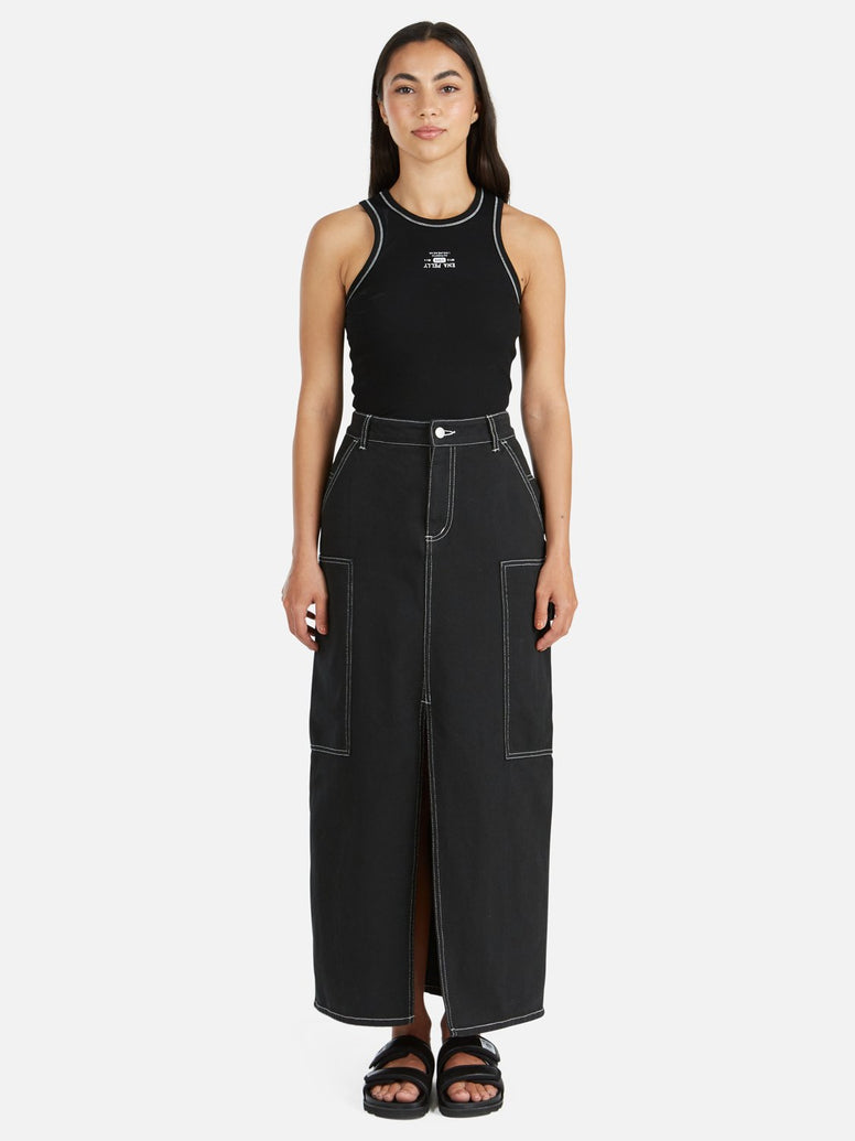 Athleisure Maxi Skirt - Black/ White