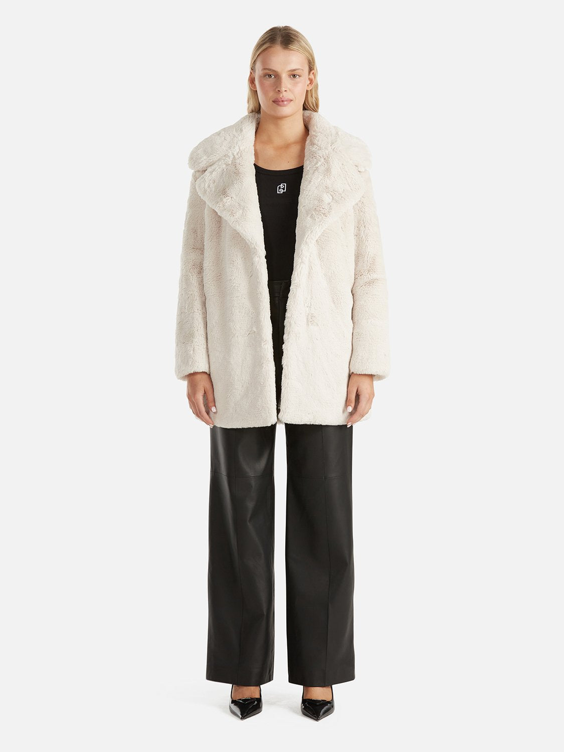 Minimalist Faux Fur Jacket - Bone