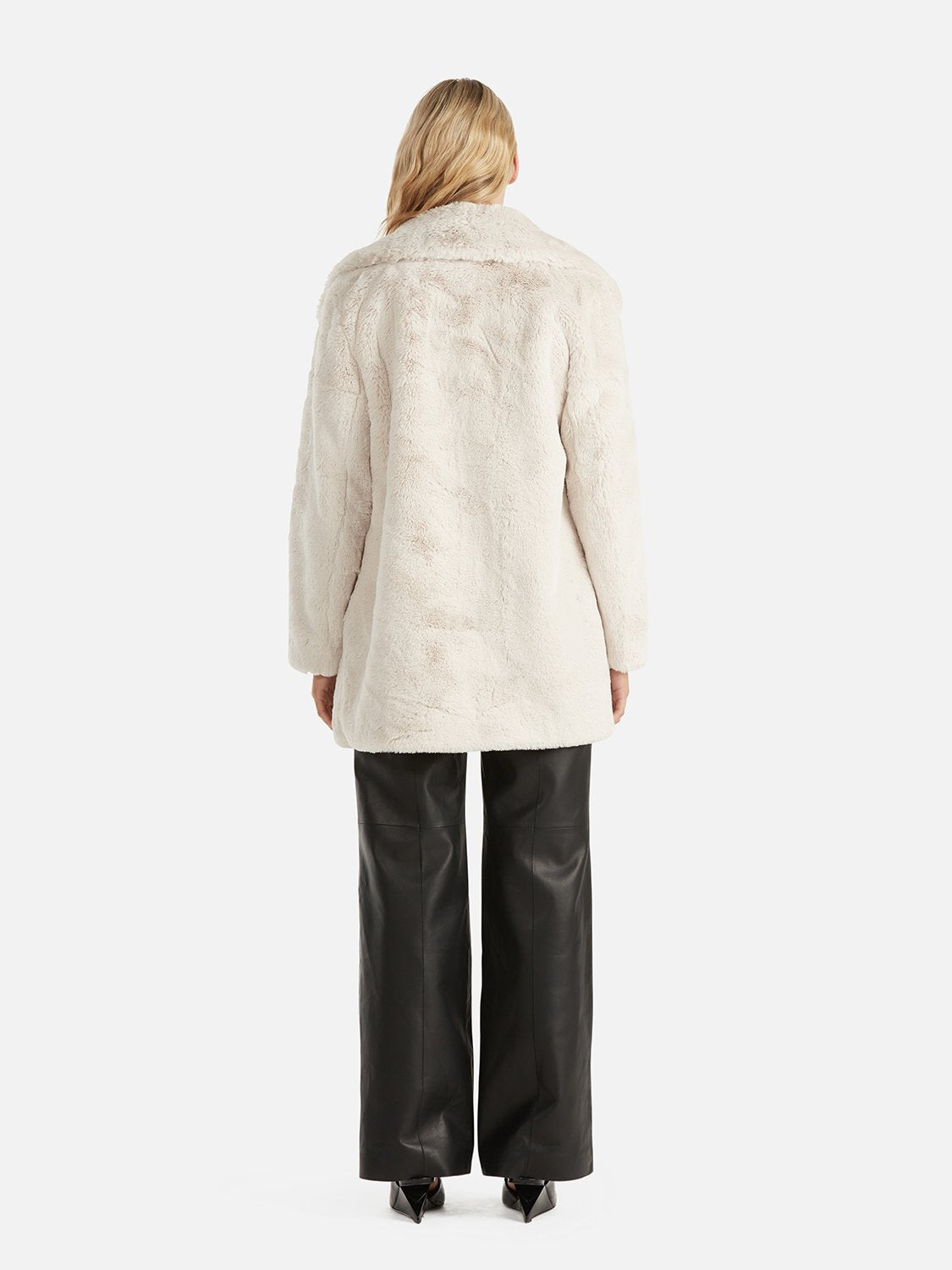 Minimalist Faux Fur Jacket - Bone