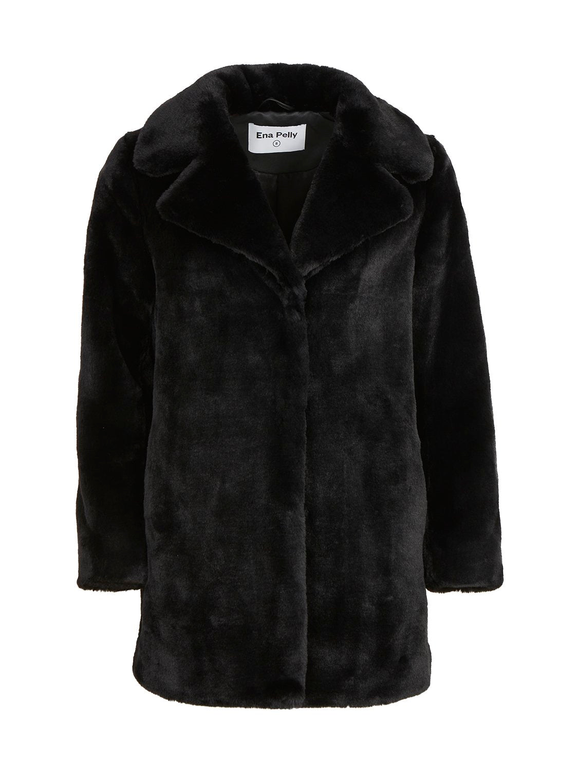 Minimalist Faux Fur Jacket - Black